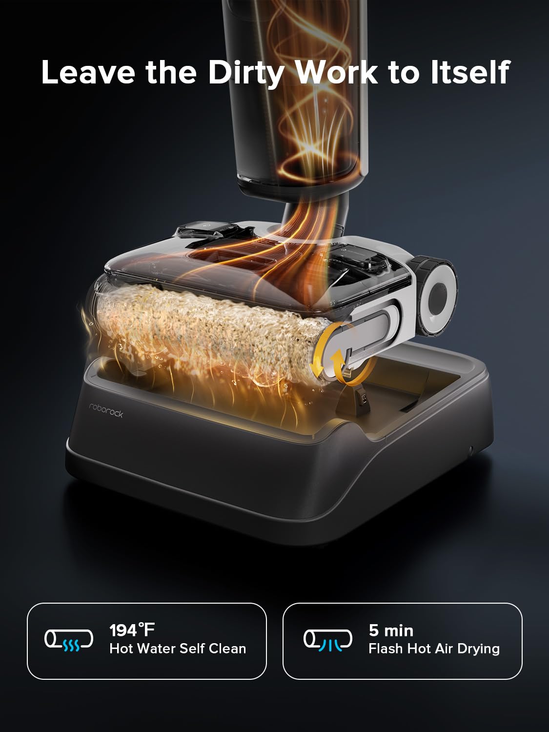 Roborock F25 ACE Cordless Wet Dry Vacuum Cleaner & Mop Combo - 20000Pa Suction for Hardwood Floors, Zero Tangle Brush, 194°F Hot Air Drying, 180° Lie Flat, WiFi Control - Perfect for Pet Hair, Spills & Deep Cleaning on Tile, Vinyl & Hardwood Floors