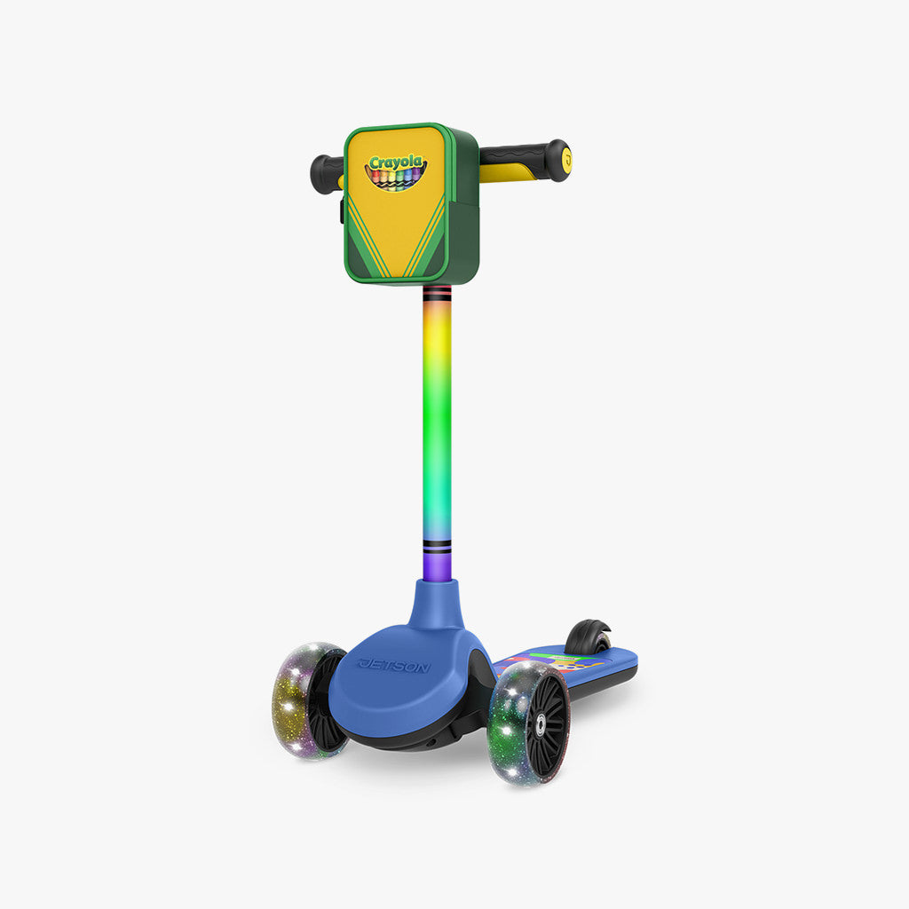 Crayola Customizable Kick Scooter for Kids - Adjustable Height 3 Wheel Scooter with LED Lights - Perfect for Outdoor Play, Commuting & Neighborhood Rides