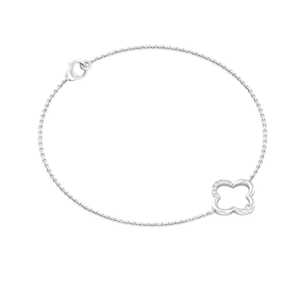 10K Solid Gold Cubic Zirconia Clover Chain Bracelet for Women | Elegant CZ Floral Bracelet | Perfect for Weddings, Parties & Everyday Wear