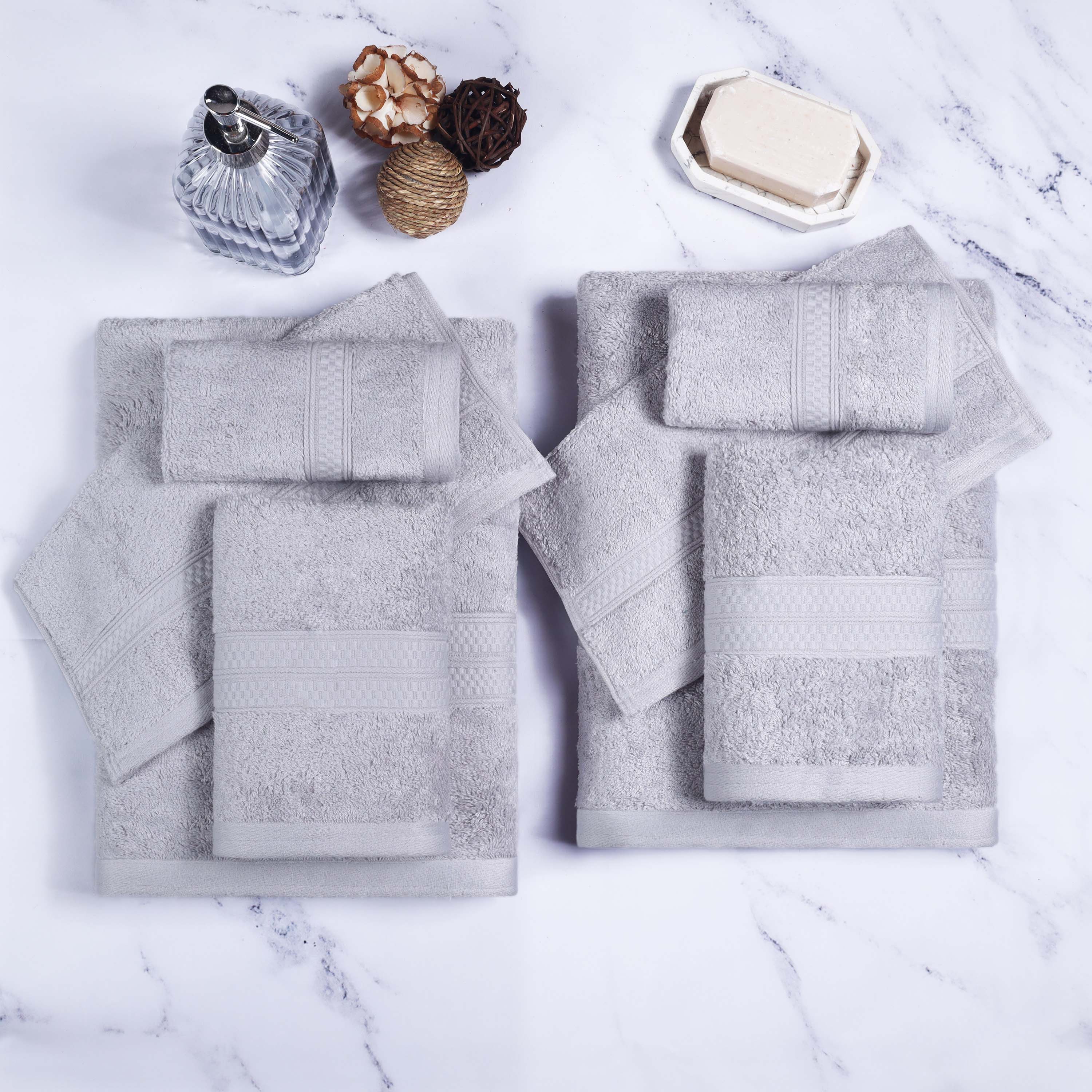 Ultra Soft Rayon Bamboo Cotton Blend 8-Piece Towel Set | Luxury Bath & Beach Towels for Spa, Pool & Home Use