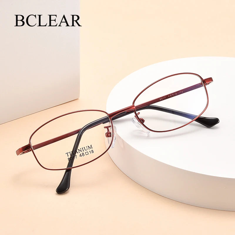 Bclear Women's Full Rim Oval Square Titanium Eyeglasses 48017 - Lightweight & Durable Frame for Work, Reading & Fashion (Available in Multiple Colors)
