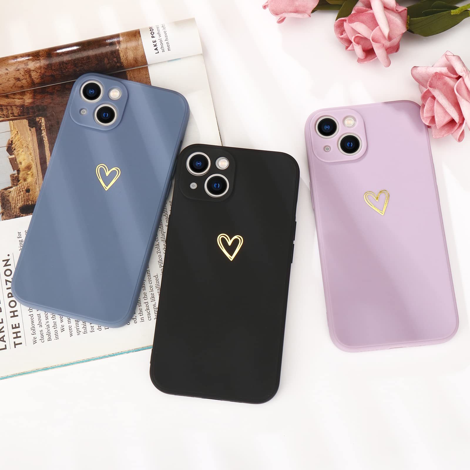 Cute Slim Shockproof iPhone 13 Case with Wireless Charging Support - Protective Black Phone Cover for Everyday Use, Travel & Outdoor Activities