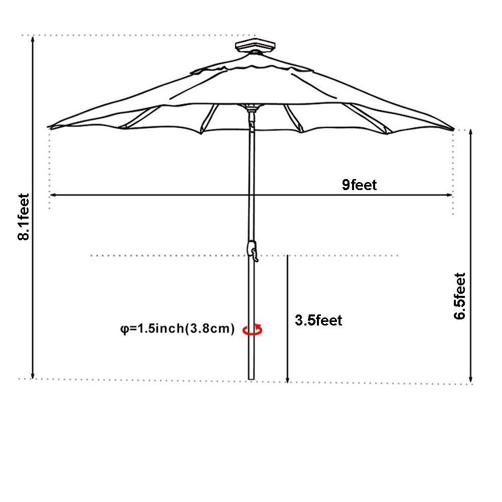 EliteShade USA 10-Year Fade-Resistant 9ft Solar LED Patio Umbrella with 80 Lights - Outdoor Market Umbrella with Ventilation & Sunflower Yellow Design - Perfect for Backyard, Poolside, and Restaurant Outdoor Dining