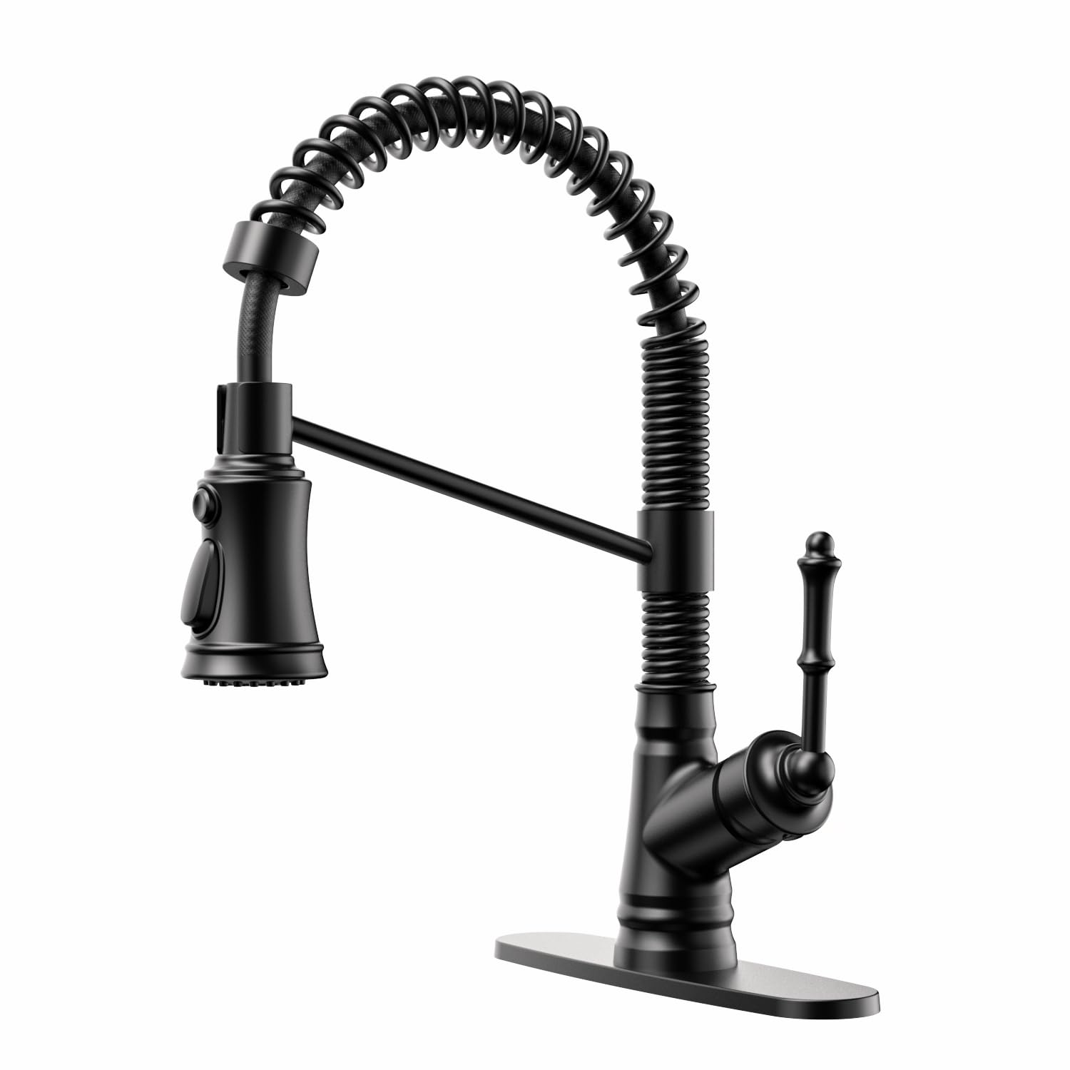 Matte Black Single Handle Pull Down Kitchen Faucet for Modern Kitchens