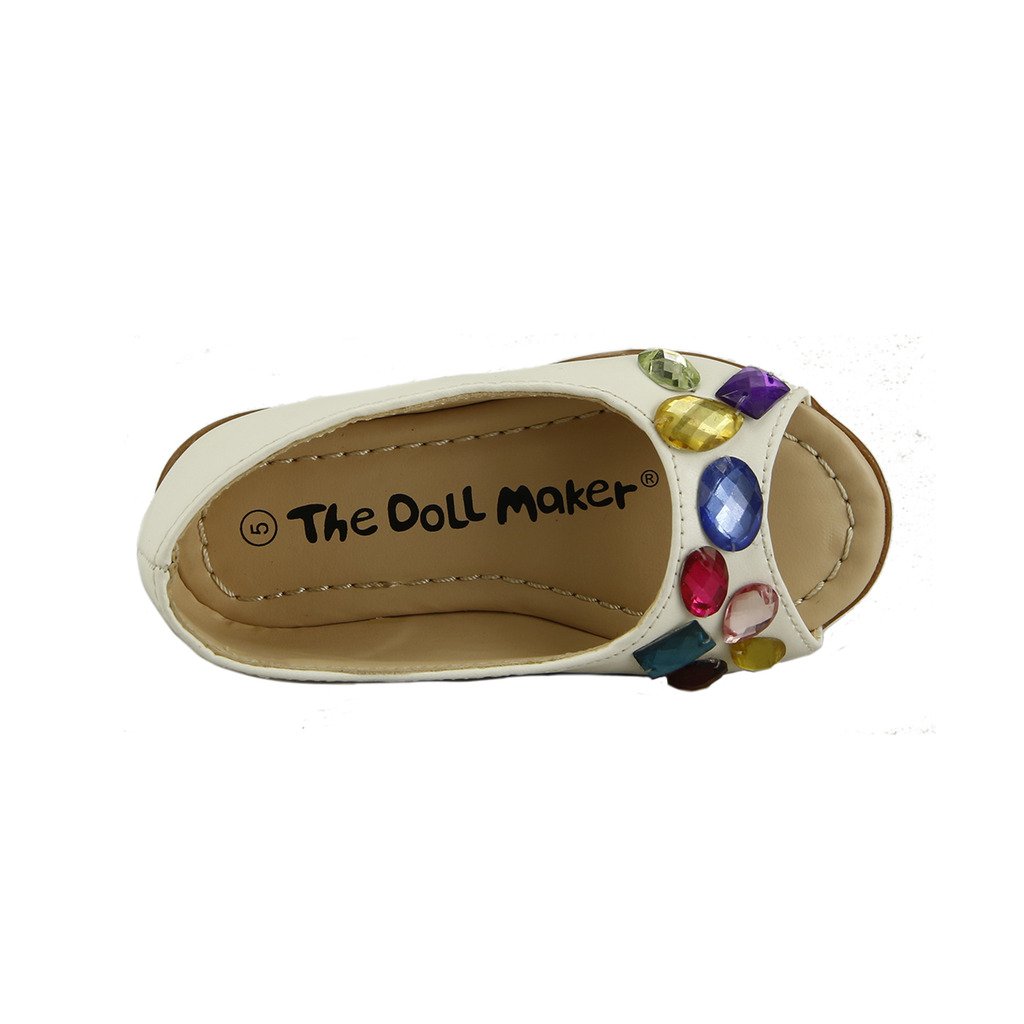 The Doll Maker Women's Peep Toe Rhinestone Flat Sandals - Elegant Comfort for Summer Weddings, Parties & Beach Vacations