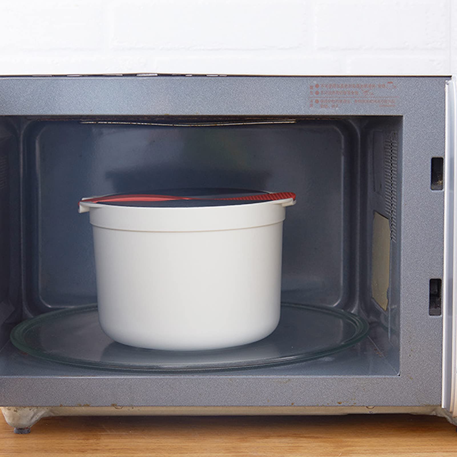 2L Microwave Rice Cooker & Pasta Cooker - BPA-Free Food Grade PP Material with Rice Spoon, Lid, Strainer & Steaming Pot - Perfect for Dorm, Office & Small Kitchen (Orange)