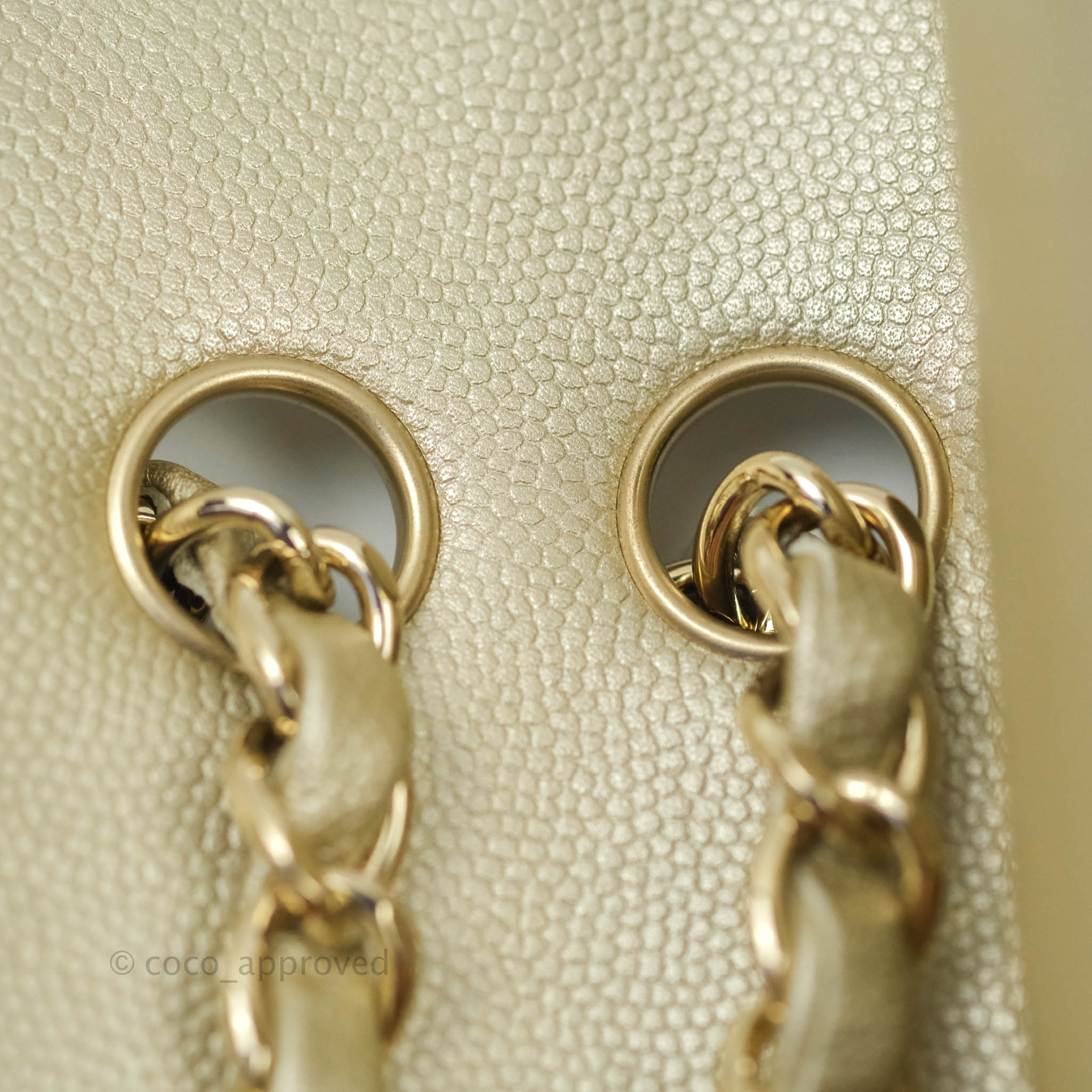 Chanel Classic Medium Double Flap Bag in Light Gold Caviar Leather with Gold Hardware | Luxury Designer Handbag for Women | Perfect for Work, Evening Events & Special Occasions