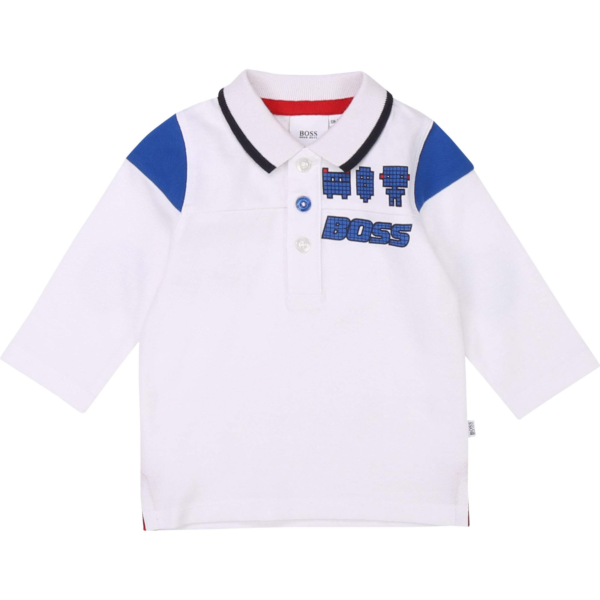 Hugo Boss Baby Boys White Roboblock Logo Polo Shirt - Soft Cotton Short Sleeve Top for Toddlers - Perfect for Playdates, Parties & Family Outings