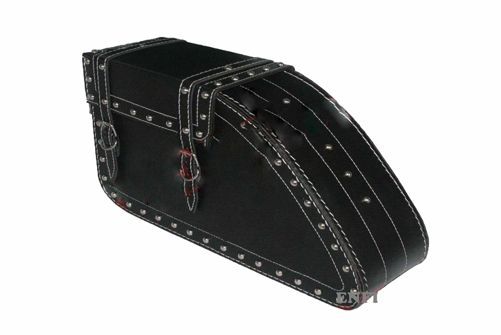 Faux Leather Studded Left Right Pannier Luggage Carrier Set - Waterproof Motorcycle Saddlebags for Harley, Cruiser & Touring Bikes - Perfect for Commuting, Road Trips & Adventure Riding