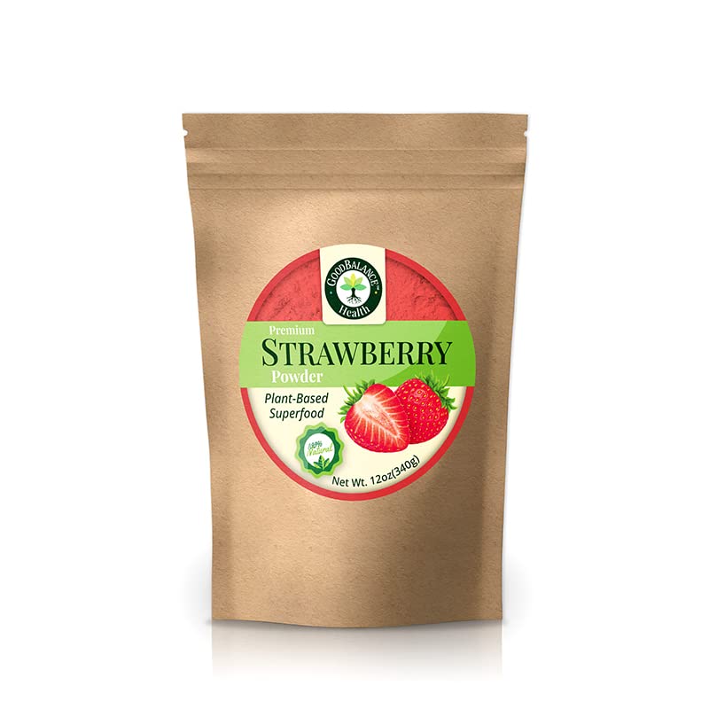 Premium 100% Natural Strawberry Fruit Powder - 12oz Resealable Bag | Non-GMO, Gluten-Free, Vegan | Perfect for Baking, Smoothies, Protein Shakes & Healthy Snacks | No Refined Sugars | Nutritious Flavor Boost for Desserts, Yogurt & Breakfast Bowls