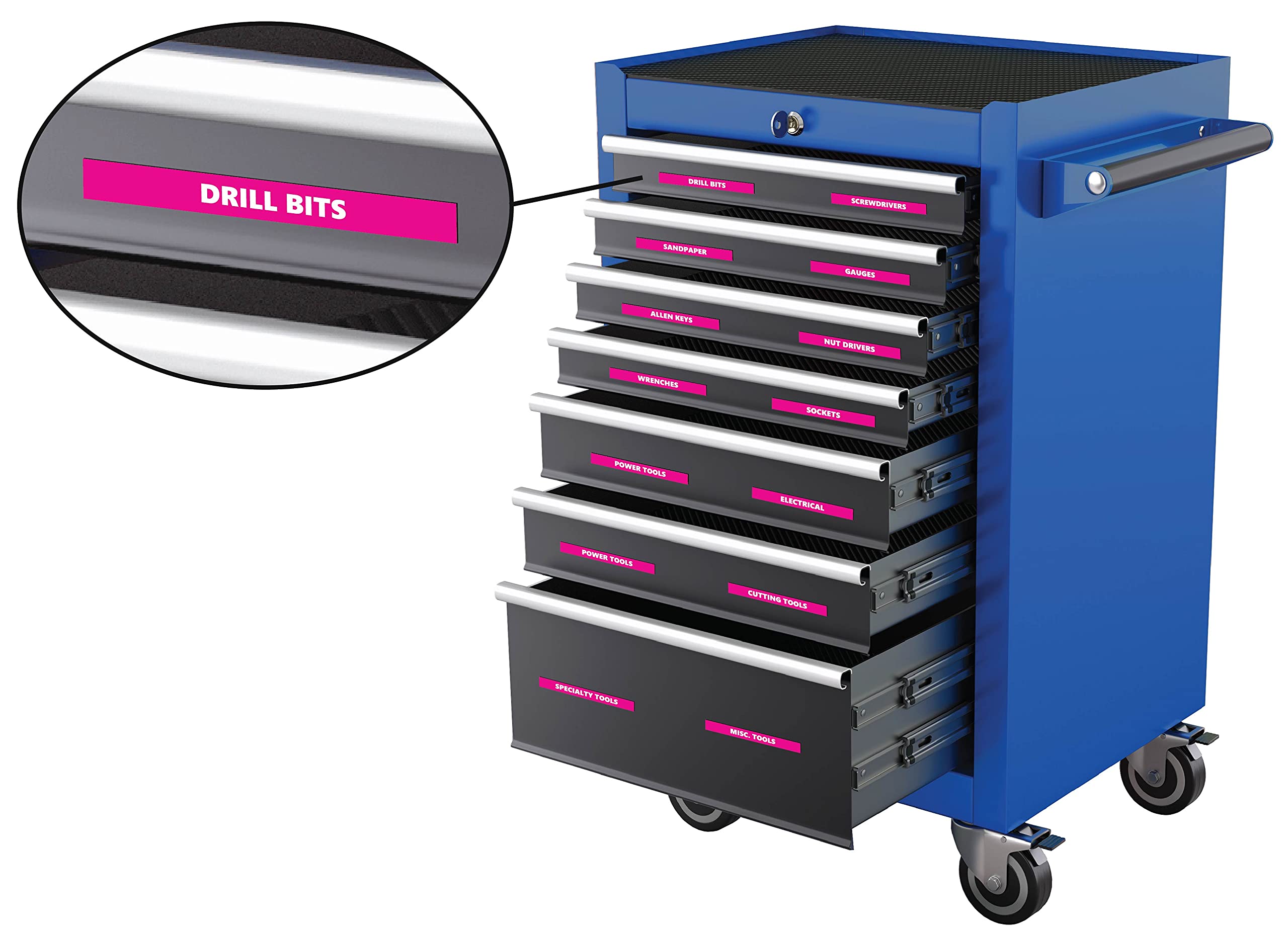 DCM Solutions Pink Toolbox Sticker Labels 0.5x4.5