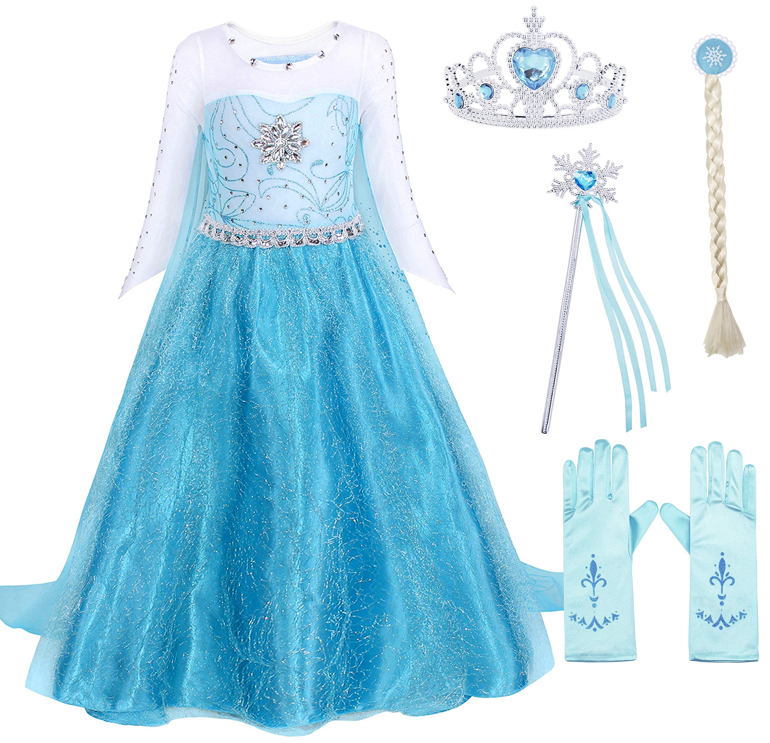 Kantenia Girls Els Princess Costume Dress - Toddler Birthday Party & Halloween Cosplay Outfit with Accessories | Perfect for Dress-Up Play, Theme Parties & Photo Shoots