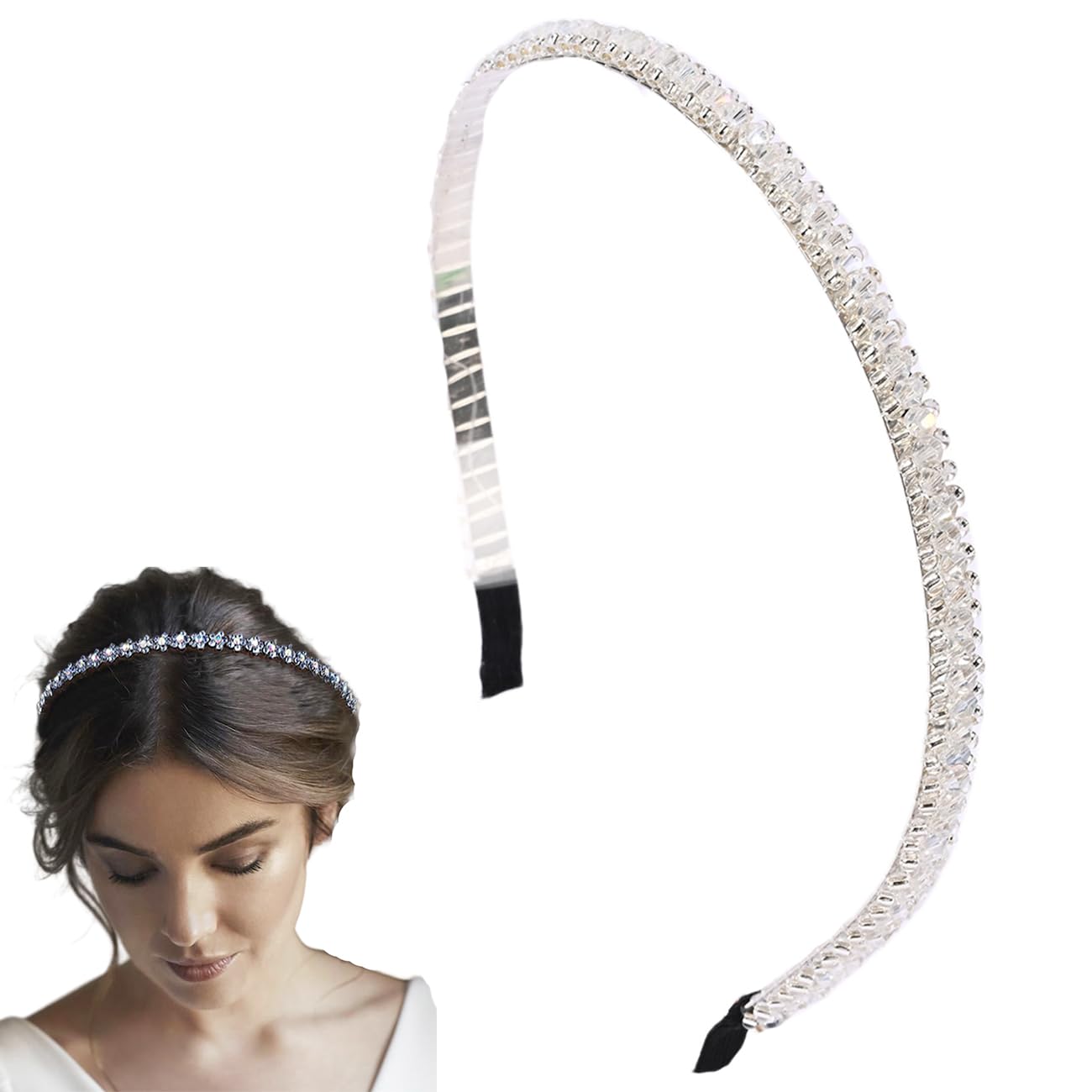 Elegant White Crystal Hair Band for Wedding Guest - Bridal Headpiece, Women's Fashion Hair Hoop | Perfect for Weddings, Parties, and Special Occasions