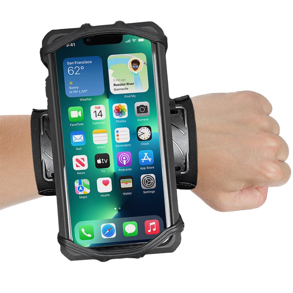 JEMACHE Adjustable Phone Wristband for iPhone 16 Pro Max/15/14/13/12/11 Pro & Plus | Samsung Galaxy S24/S23/S22/S21 Ultra | Secure Workout Running Armband Holder (Black) - Perfect for Gym, Jogging & Outdoor Activities