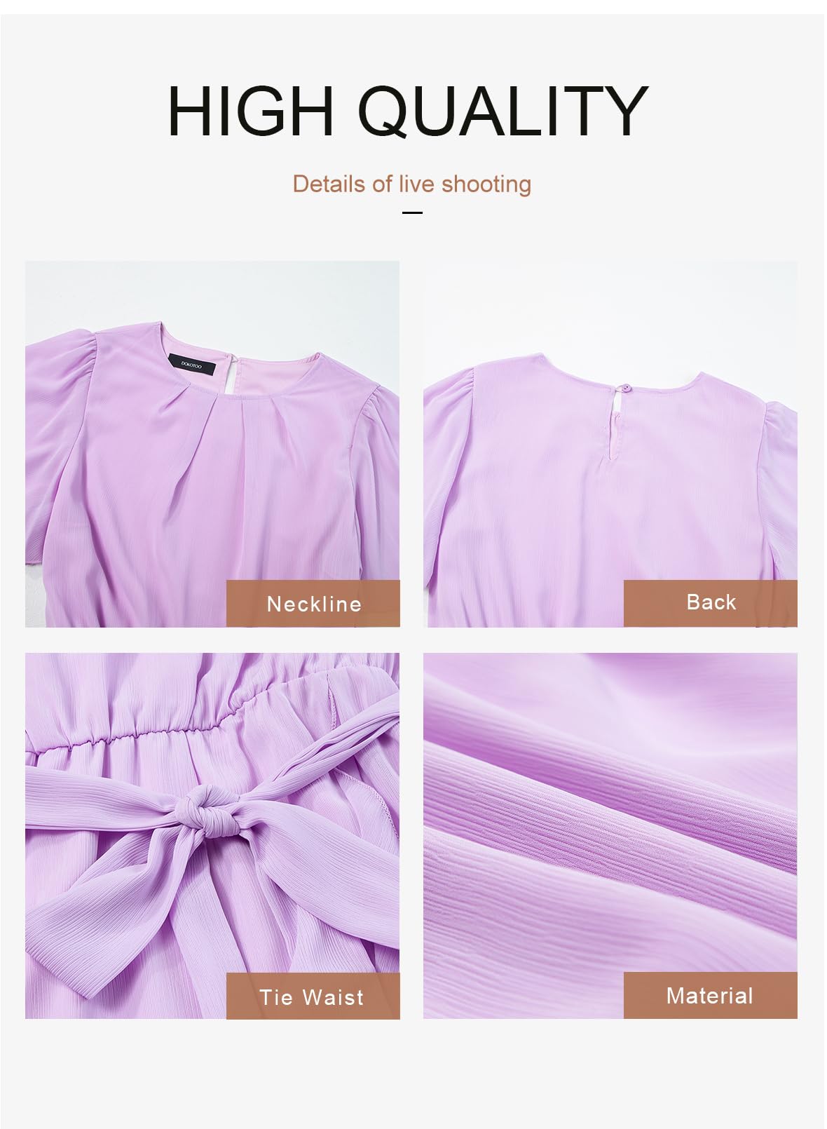 2025 Dokotoo Women's Summer Chiffon Dress - Crewneck Short Sleeve with Waist Tie & Ruffle Details, A-Line Swing Mini Dress for Casual Wear, Beach Outings & Date Nights