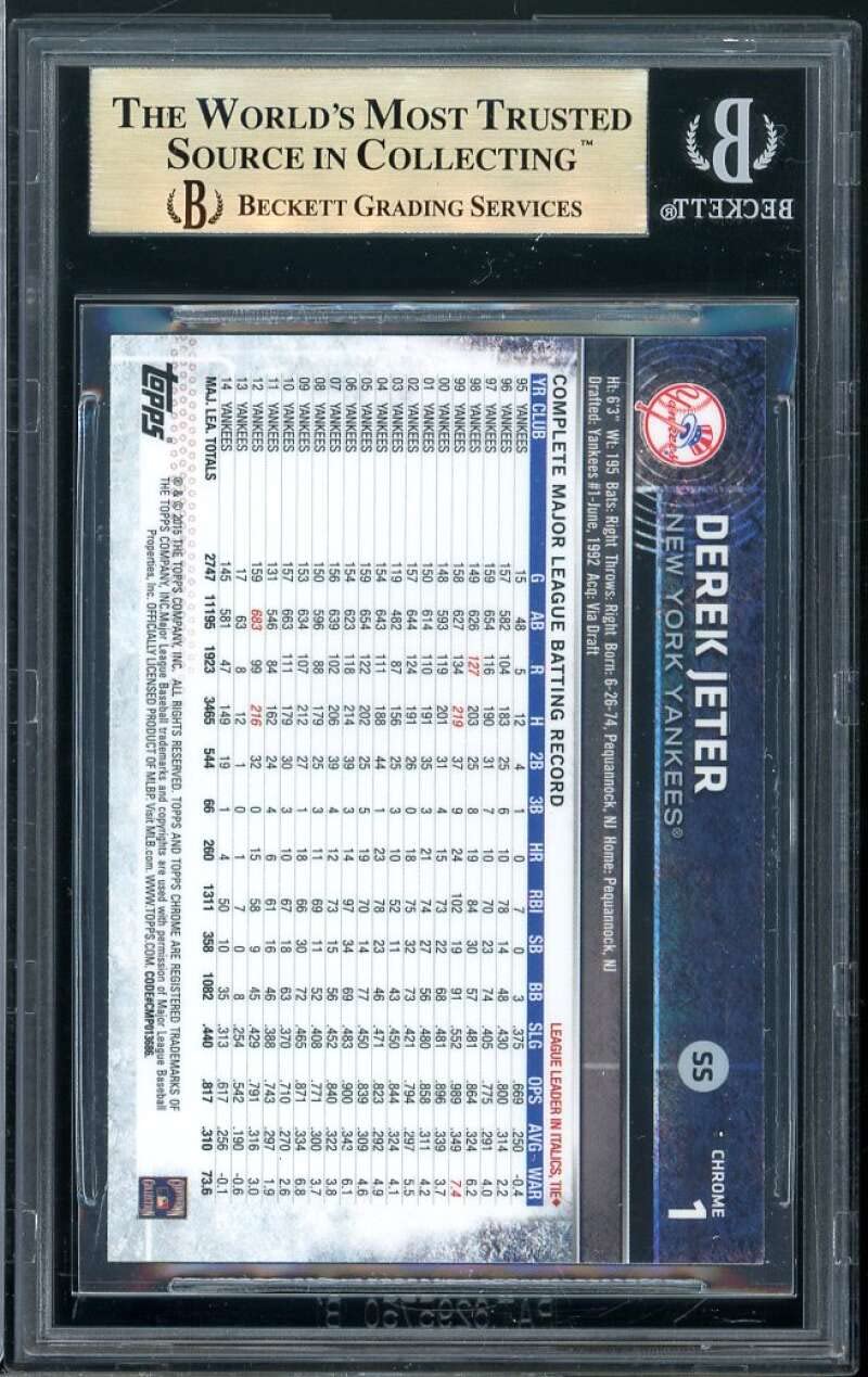 2015 Topps Chrome Derek Jeter #1 Baseball Card BGS 9.5 Gem Mint - Perfect for Collectors, Investors & Yankees Fans Display