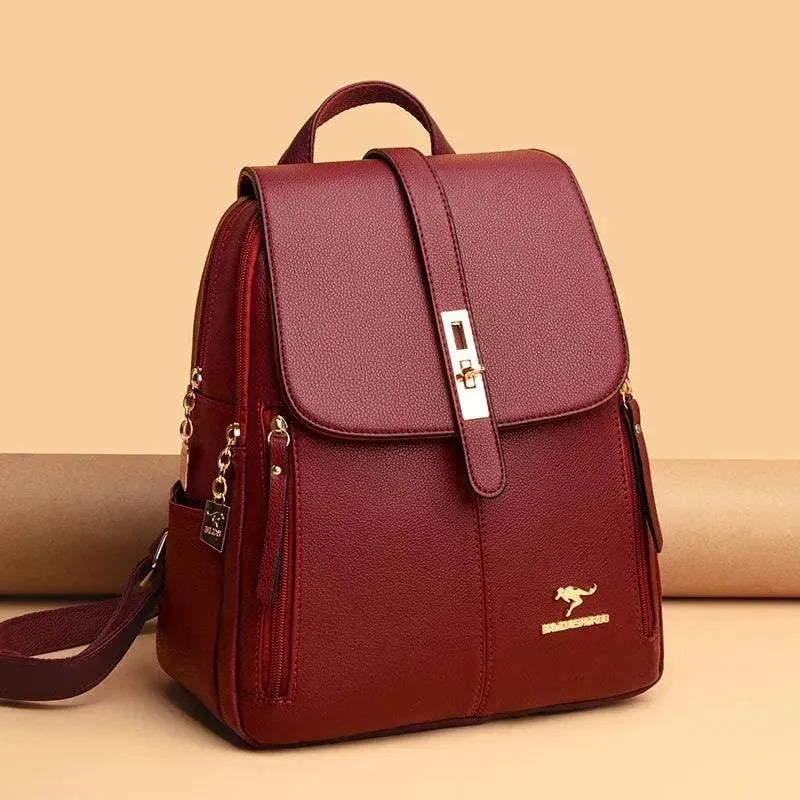 Vintage Style Luxury Leather Women's Backpack - Fashionable Travel & Work Bag for Everyday Use