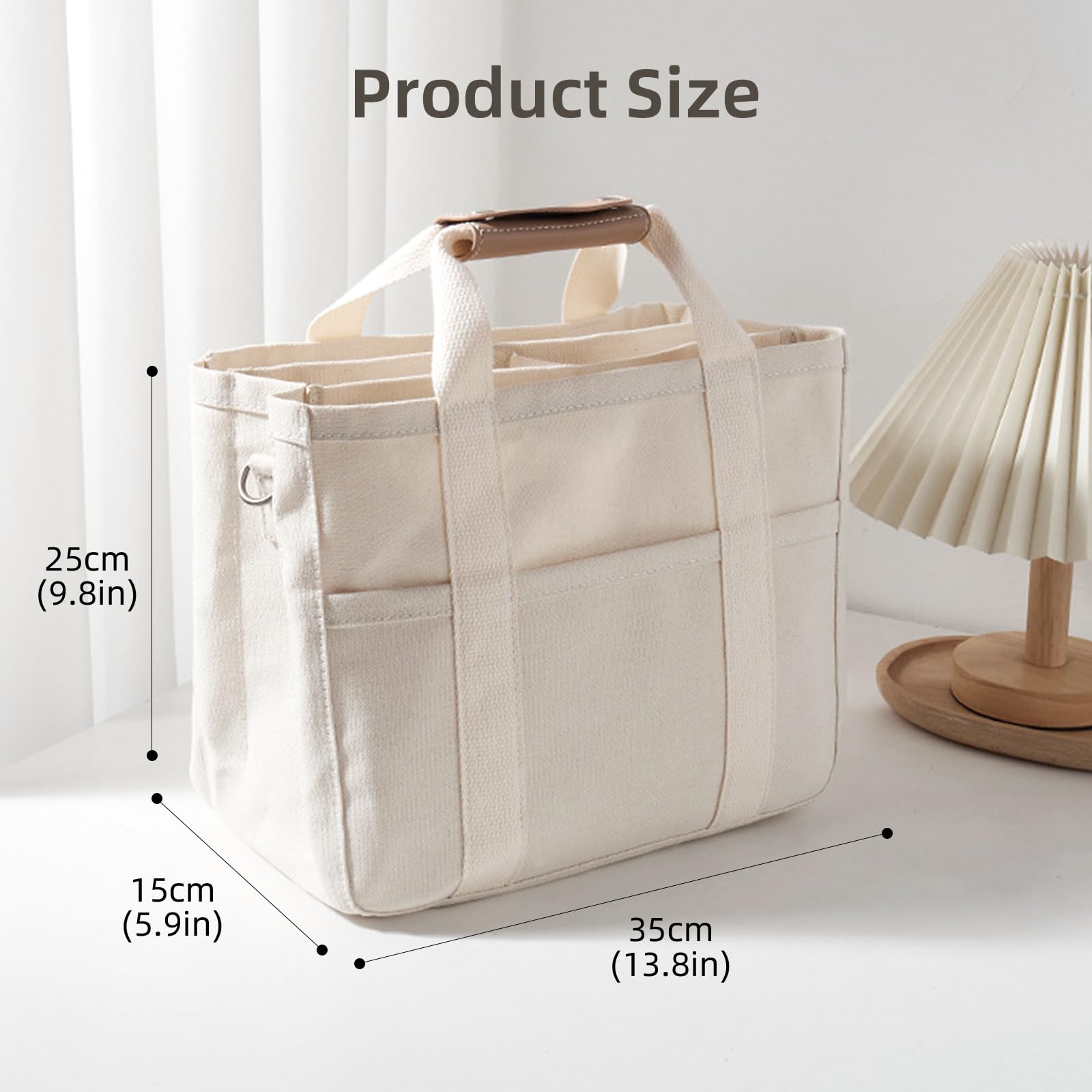 Stylish Canvas Tote Bag for Women with Multiple Compartments & Pockets - Crossbody Shoulder Handbag Perfect for Work, Travel, Shopping & Daily Use