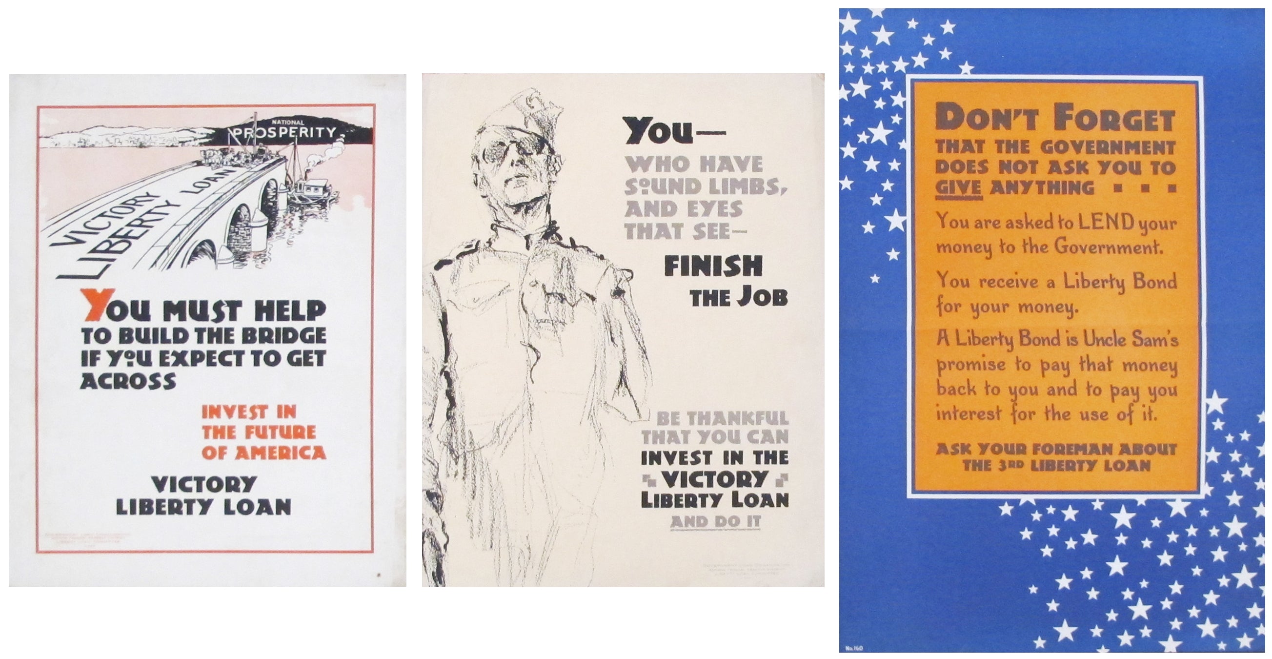 Original 1917-1918 WWI American Victory Liberty Loan Bond Set of 3 - Vintage Collectible Military Memorabilia for History Buffs & WWI Enthusiasts - Perfect for Framing, Display, and Historical Collections