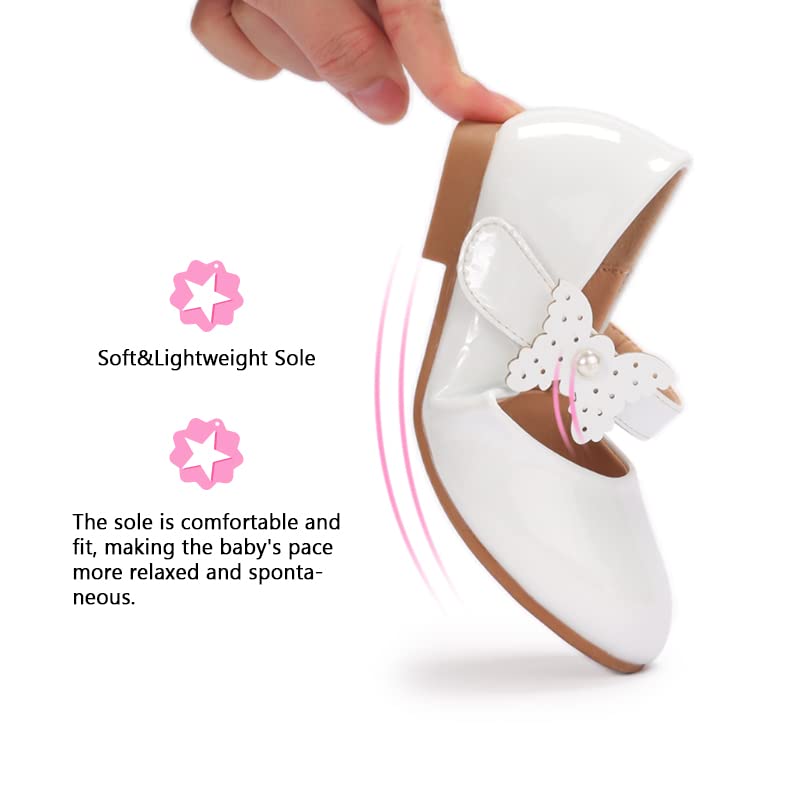 K KIP WOK Toddler Girl Mary Jane Dress Shoes with Glitter & Flower Design - Ballet, Wedding, Party, Special Occasion Outfit for Little Girls