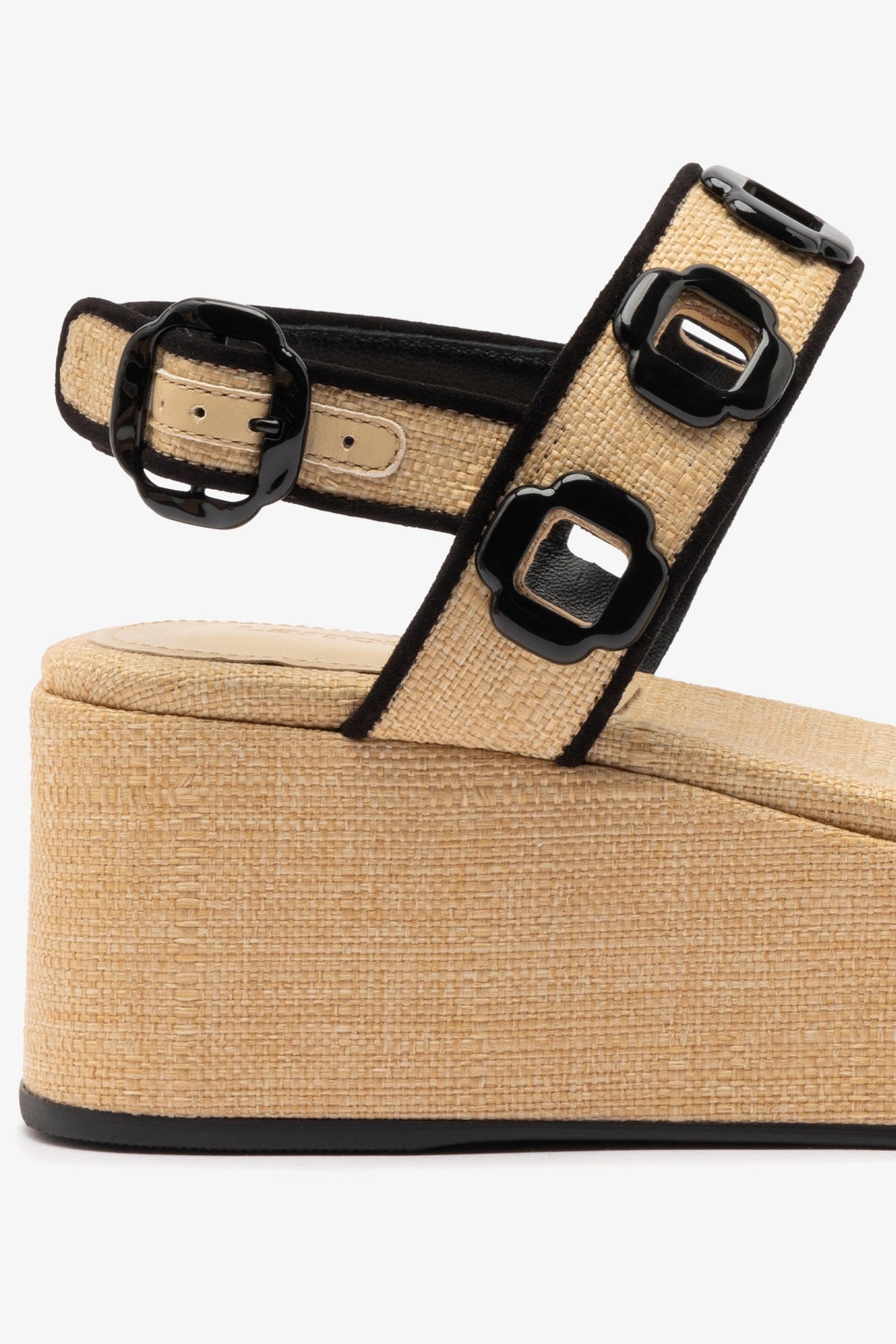 Milan Platform Sandals in Beige Raffia with Black Trim - Comfortable Summer Beach Shoes for Women | Perfect for Vacations, Weddings & Casual Outings