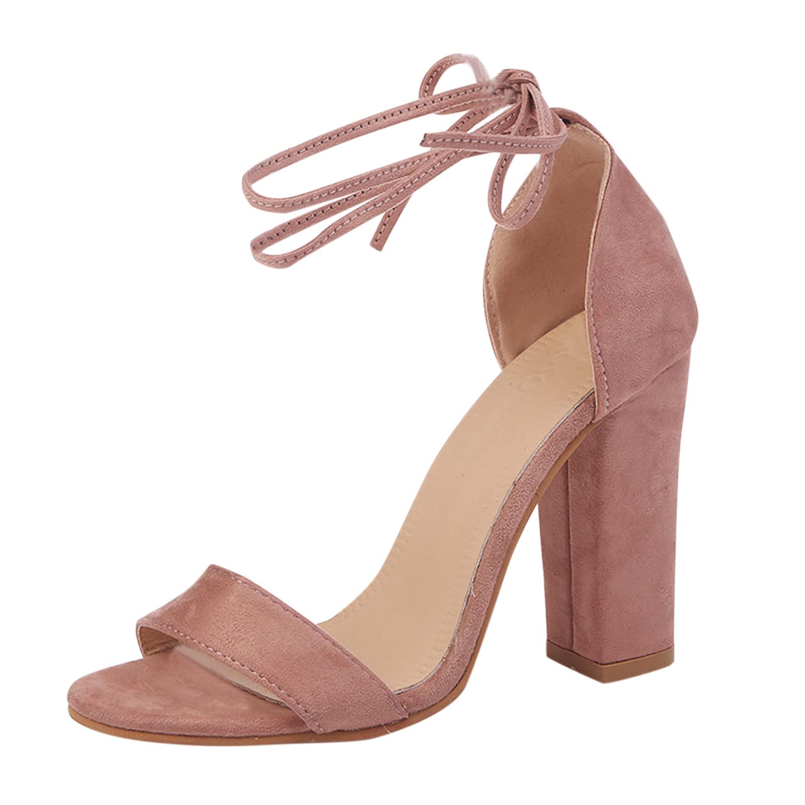 Women's Dressy Summer Sandals - Wide Width Flat Suede Sandals with High Straps & Thick Roman Heel | Comfortable Fashion Shoes for Beach, Vacation & Casual Outings