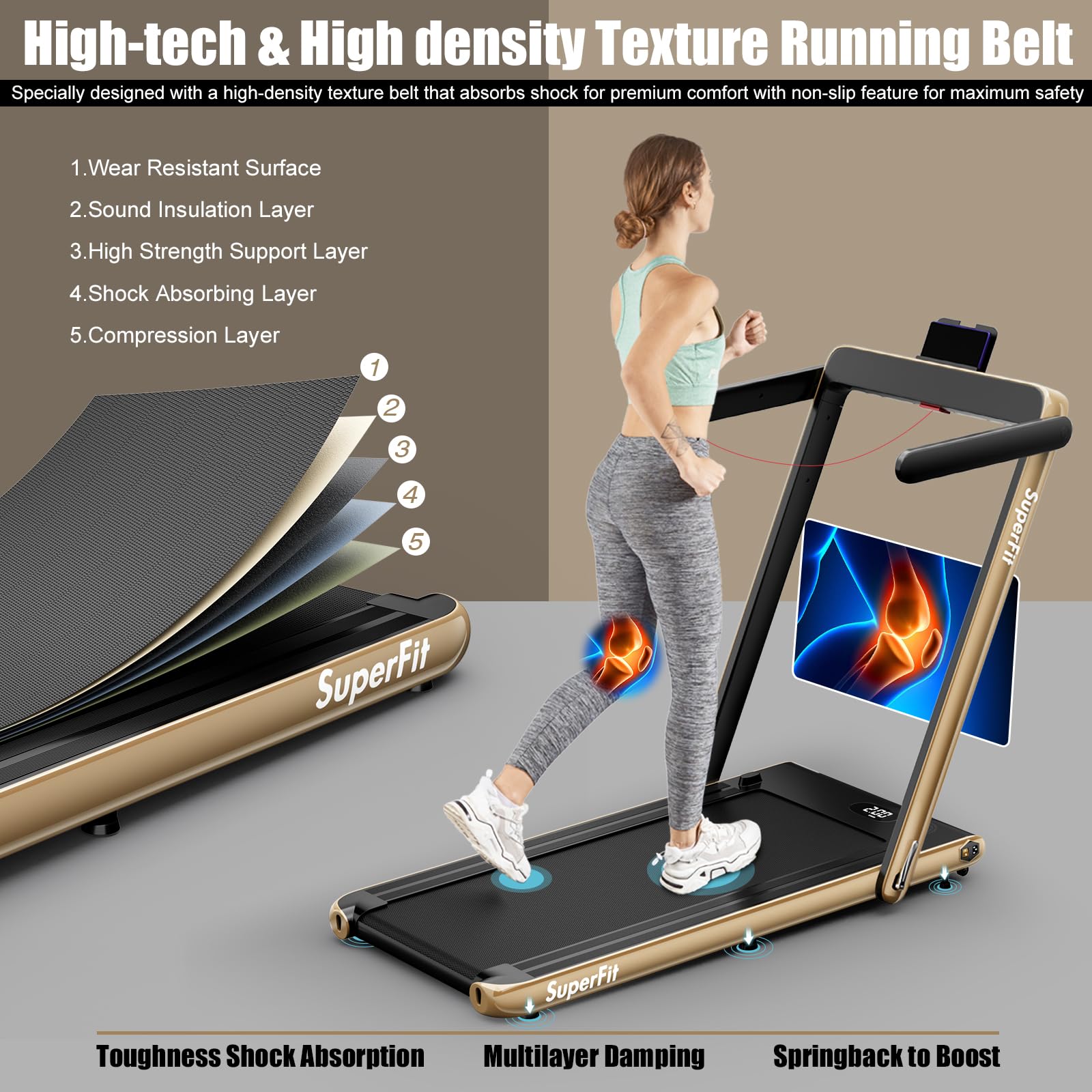 Goplus 1100W Folding Treadmill - Electric Motorized Running Machine for Home Gym Fitness & Cardio Workout - Compact Space Saving Design with Support for Small Apartments & Home Offices