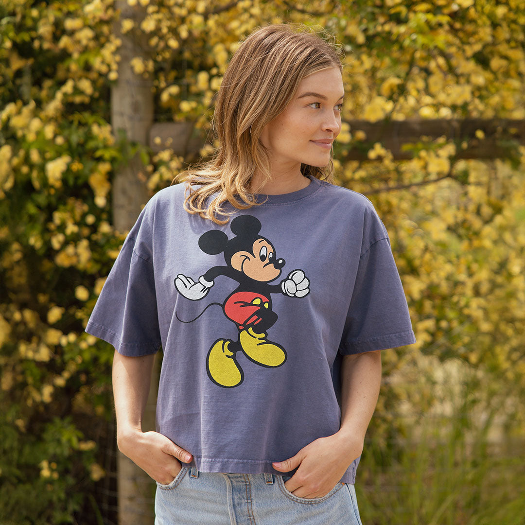 Disney Mickey Mouse Oversized T-Shirt for Women & Men - Soft Cotton Blue Graphic Tee - Casual Wear, Lounge, Gifts for Disney Fans