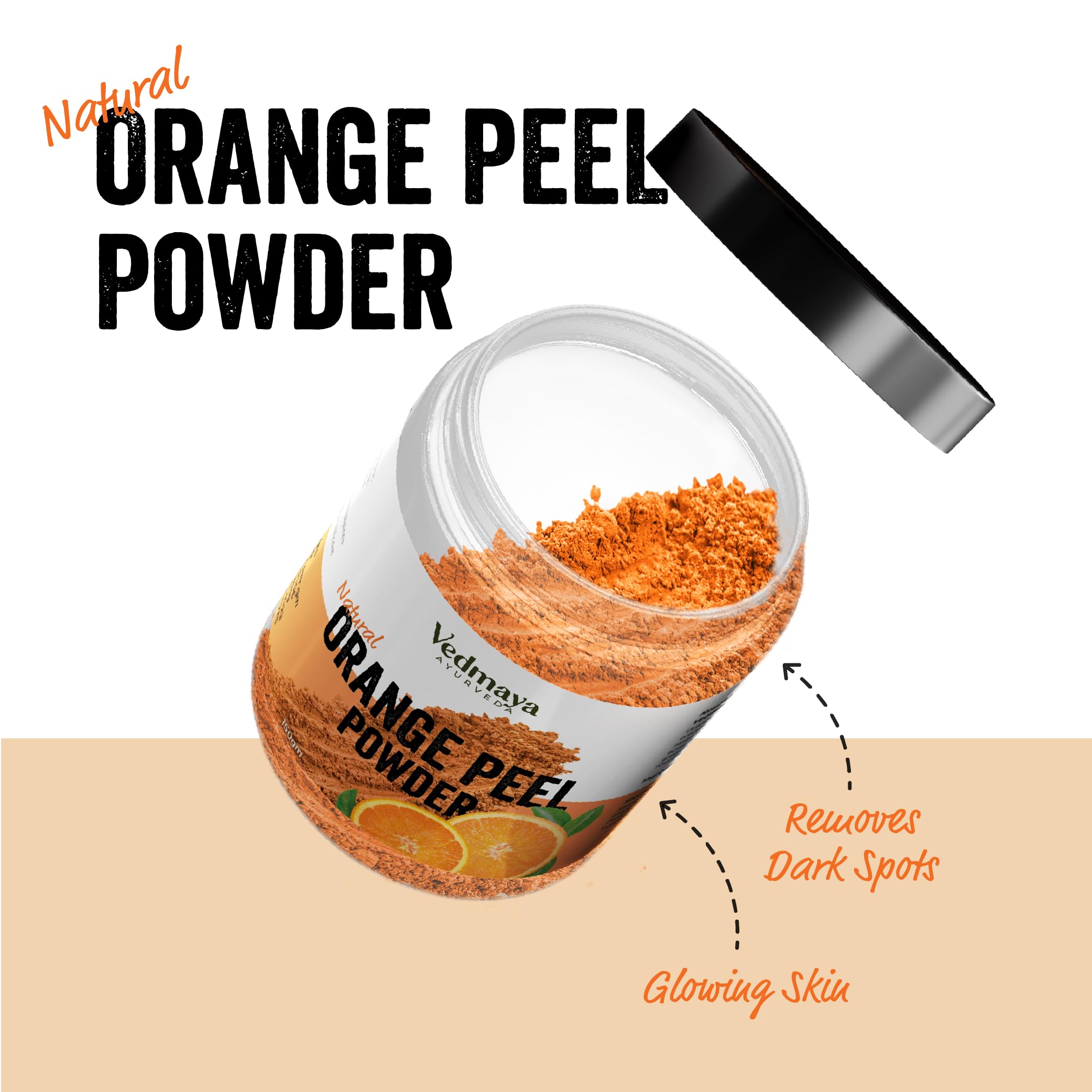 VEDMAYA 100% Pure Natural Orange Peel Powder (150g) for Face Mask & Body Wash - Oil Control & Tan Removal | Chemical-Free, Preservative-Free | DIY Skincare & Natural Beauty Treatments