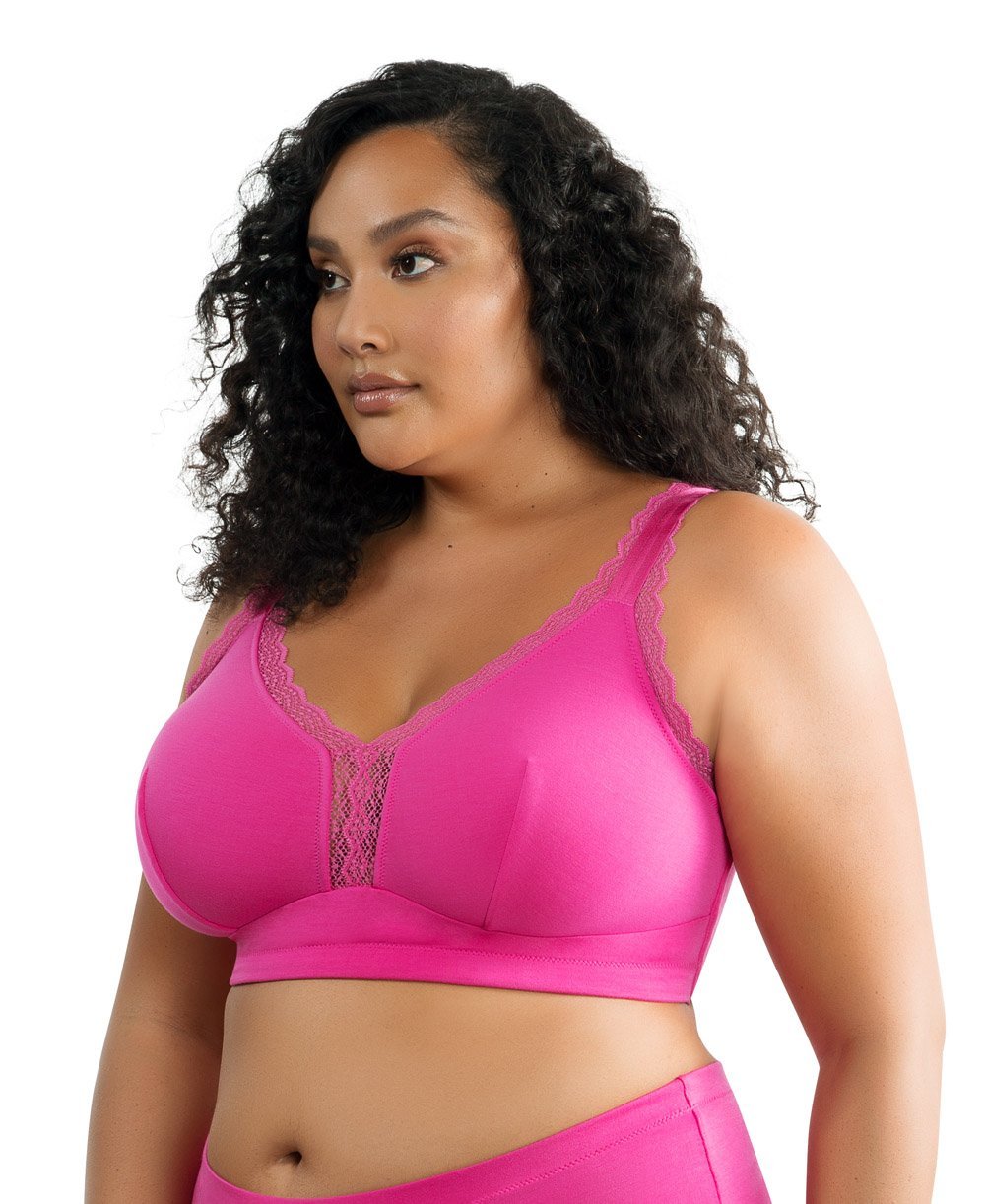 Parfait Dalis Wire Free Bralette - Comfortable Seamless Wireless Bra for Women, Bright Pink | Perfect for Yoga, Lounge & Everyday Wear