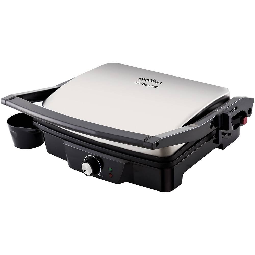 Britânia 180 Grill Press - 1830W Electric Sandwich Maker & Panini Press - Black 220V - Perfect for Home, Office & Outdoor Cooking