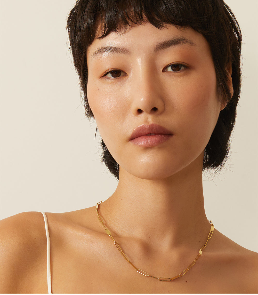 Shimmer Paperclip Plate Chain - Elegant Gold & Silver Jewelry for Women - Perfect for Layering, Stacking, and Everyday Wear