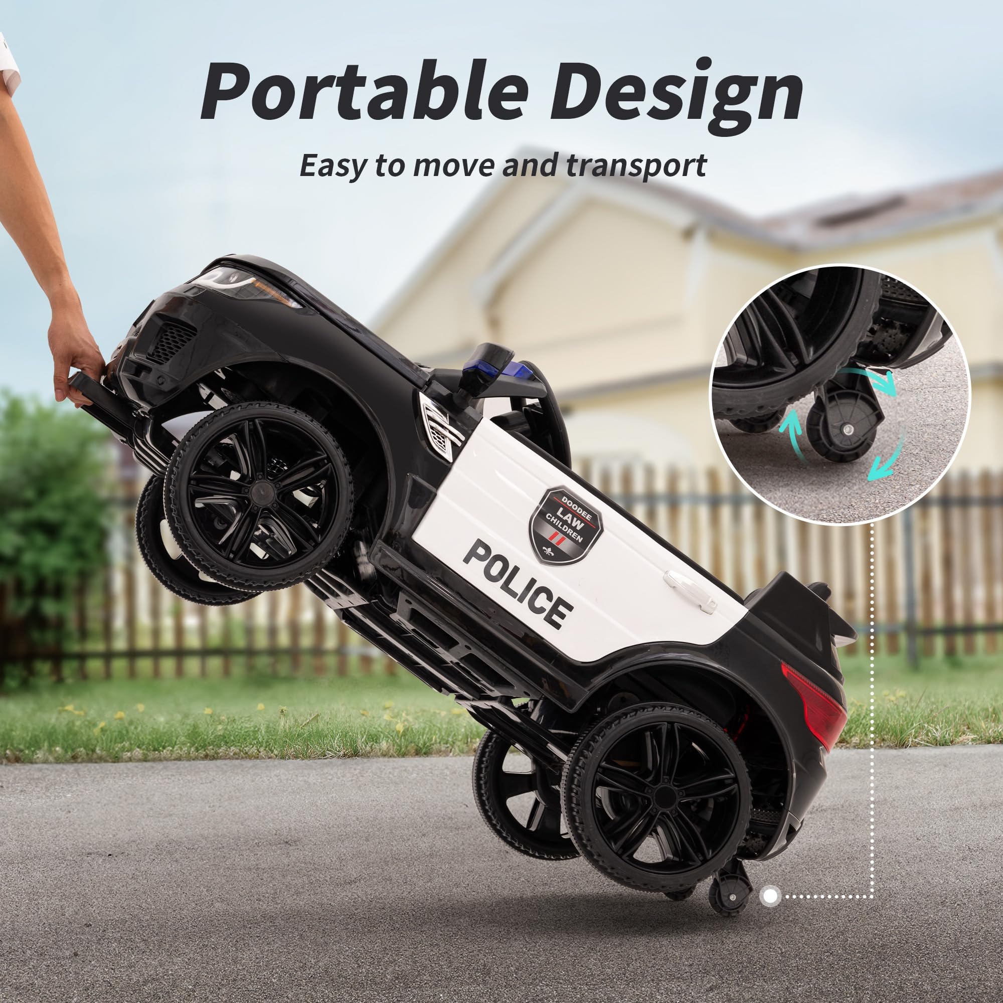 24V Electric Police Ride-On Toy Car for Kids with Remote Control, 400W Motor & 5mph Max Speed - Black | Outdoor Play, Birthday Gift, Pretend Play for Toddlers & Children