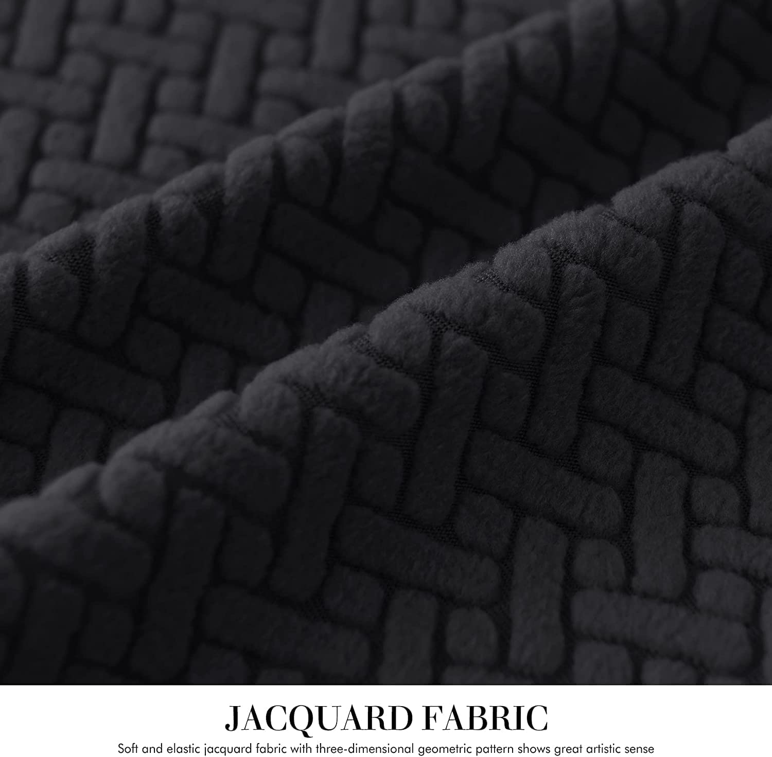 Stretchable Dining Chair Slipcover - Soft Washable Seat Cushion Cover with Geometric Jacquard Pattern & Elastic Ties - Perfect for Dining Room, Kitchen, Office & Home Decor