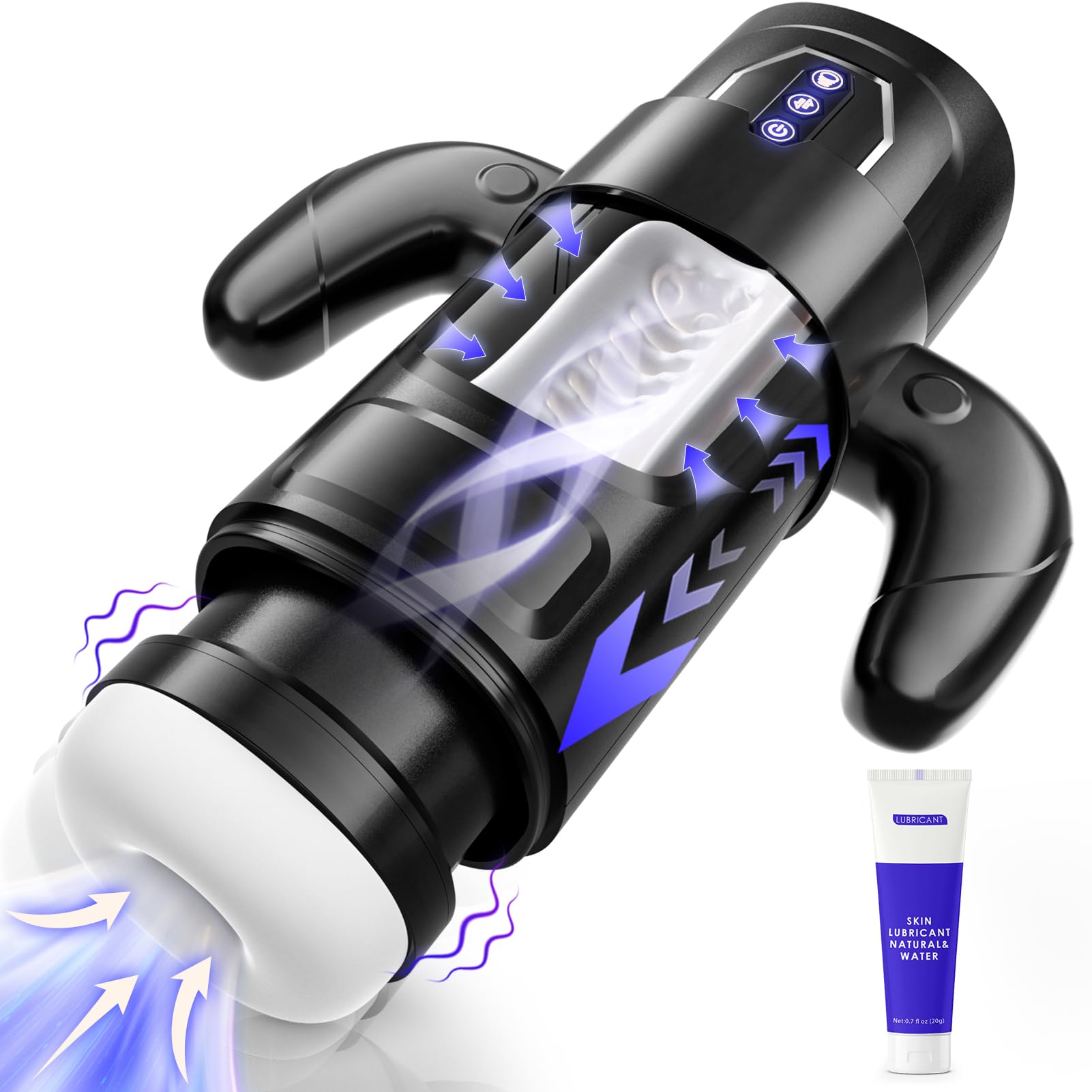 Electric Male Masturbator with 6 Thrusting & 3 Suction Modes - Automatic Sucking Penis Pump with Handle - Pocket Pussy Stroker Vibrator for Men - Perfect for Solo Play, Couples Fun & Discreet Adult Pleasure