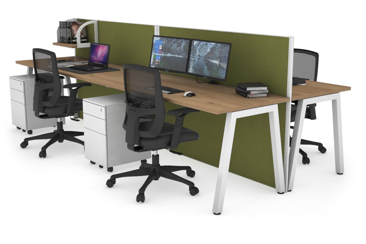 Horizon Quadro 4-Person Office Workstation Bench with A-Legs - 1200L x 700W Dimensions - Perfect for Collaborative Workspaces, Conference Rooms & Open Office Layouts