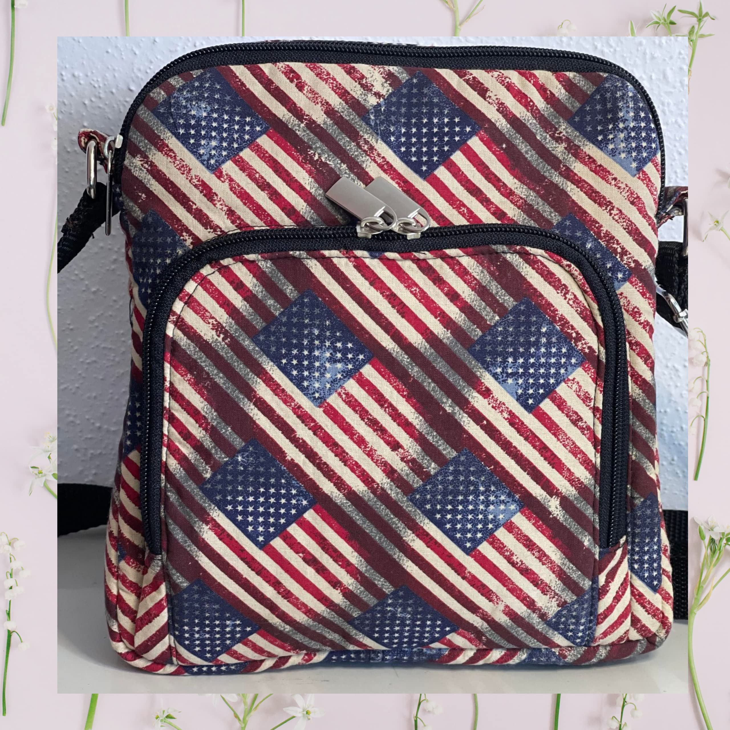 USA Patriotic Crossbody Bag - American Flag Stars & Stripes Canvas Sling Purse for Women - 4th of July Accessories - Old Glory Phone Bag - Perfect for Independence Day Celebrations, Concerts & Patriotic Events