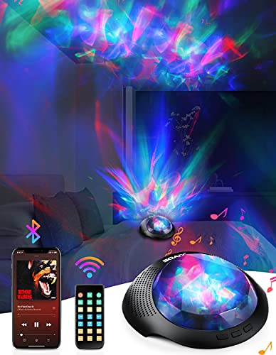 Aurora Light Projector with White Noise Machine - Bluetooth Speaker, Timer & Remote Control - LED Northern Lights Projection for Ceiling - Relaxing Night Light for Adults, Teens & Kids - Perfect for Bedroom, Nursery, Meditation & Sleep Therapy