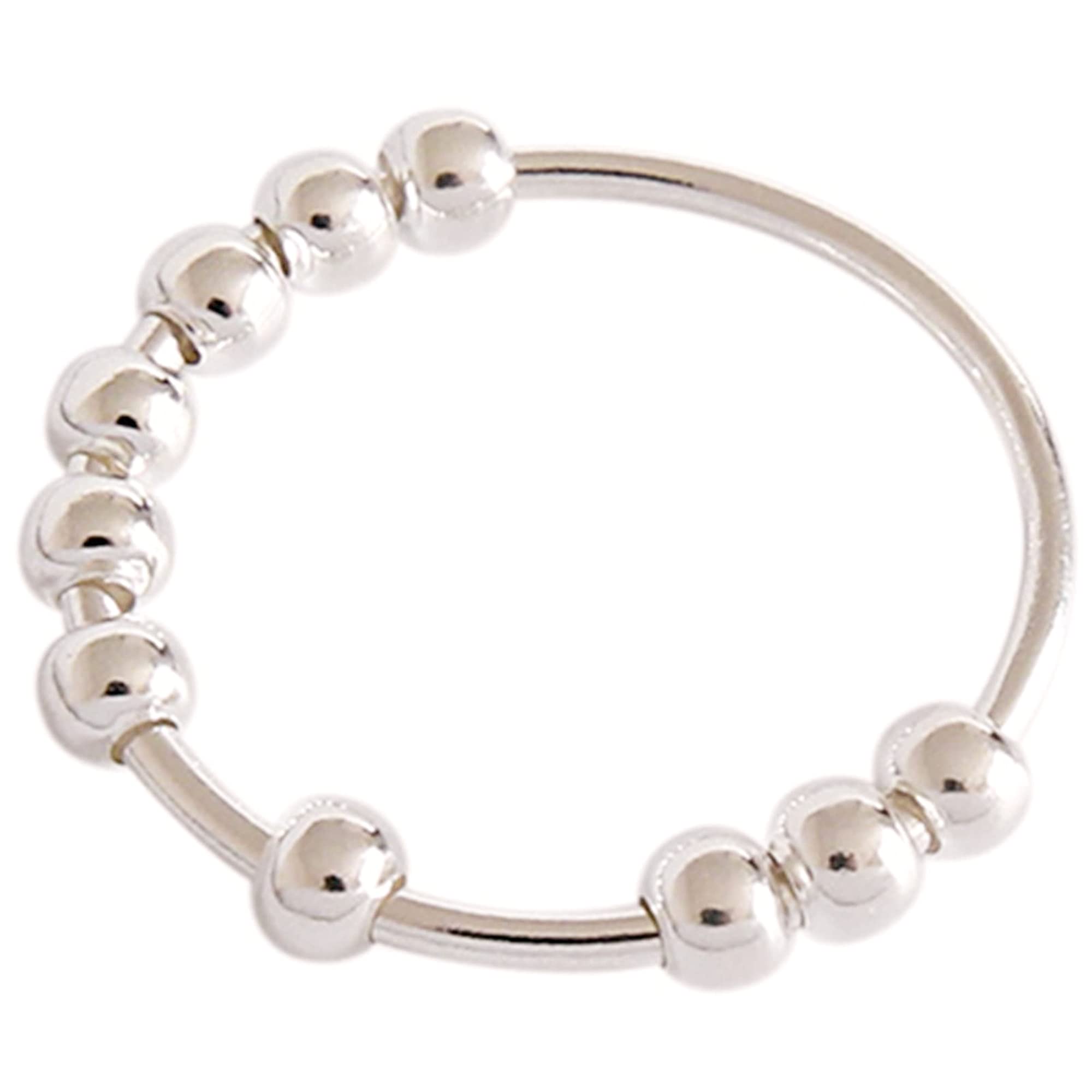 WEFRIN 925 Sterling Silver Anxiety Fidget Rings for Women & Men - Spinner Ring with Anti-Worry Beads for Stress Relief - Thumb Ring for ADHD, Anxiety & Focus - Perfect for Office, Travel & Daily Wear