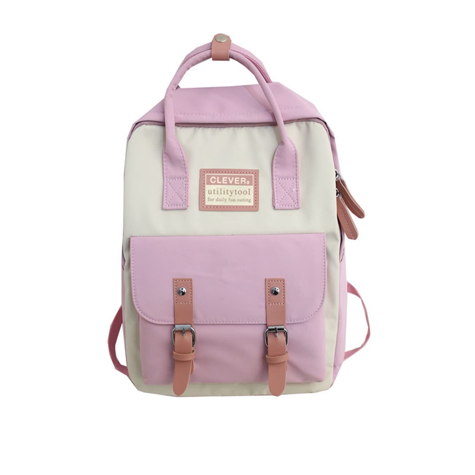 YaoyaoK Women's Waterproof Nylon Laptop Backpack - Lightweight School Backpack, Travel Daypack for College, Work & Commuting - Cute Pink Casual Backpack for Girls & Teens
