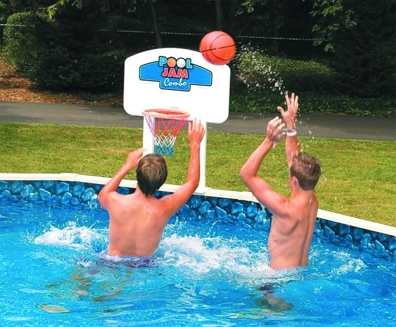 Pool Jam Combo - Above Ground Swimming Pool Basketball & Volleyball Set for Water Games | Perfect for Backyard Pool Parties & Summer Fun