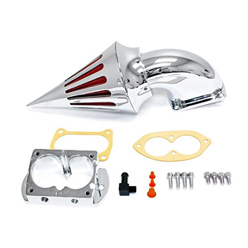 Krator Chrome Spike Air Cleaner Intake Filter for 2002-2009 Kawasaki Vulcan 1500 Mean Streak Motorcycle - High Performance Replacement Part for Enhanced Airflow & Custom Look - Perfect for Cruiser Bikes & Custom Builds