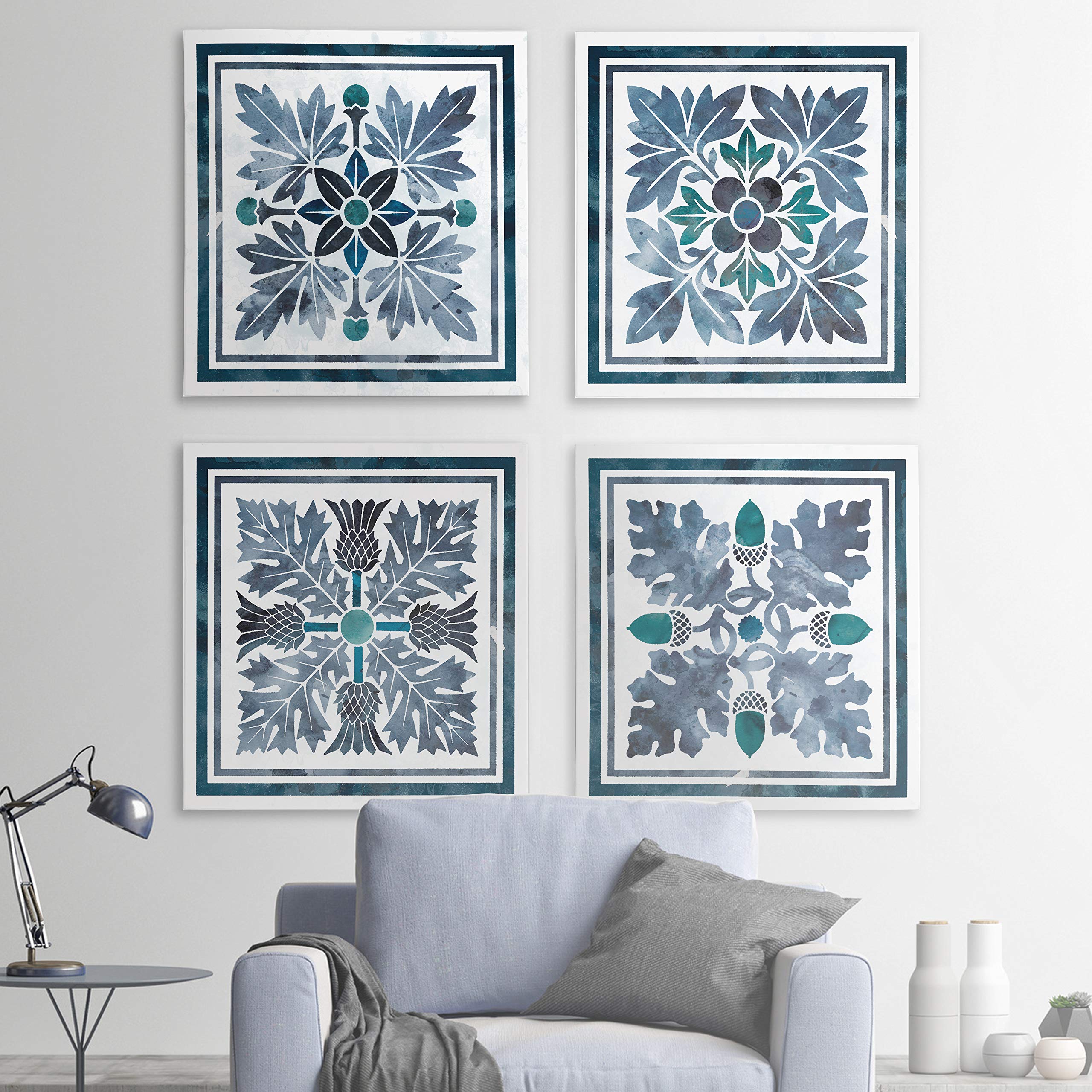 Nature Wash by Carol Robinson - Set of 4 Abstract Gallery Wrapped Canvas Wall Art Prints | Modern Home Decor for Living Room, Bedroom & Office