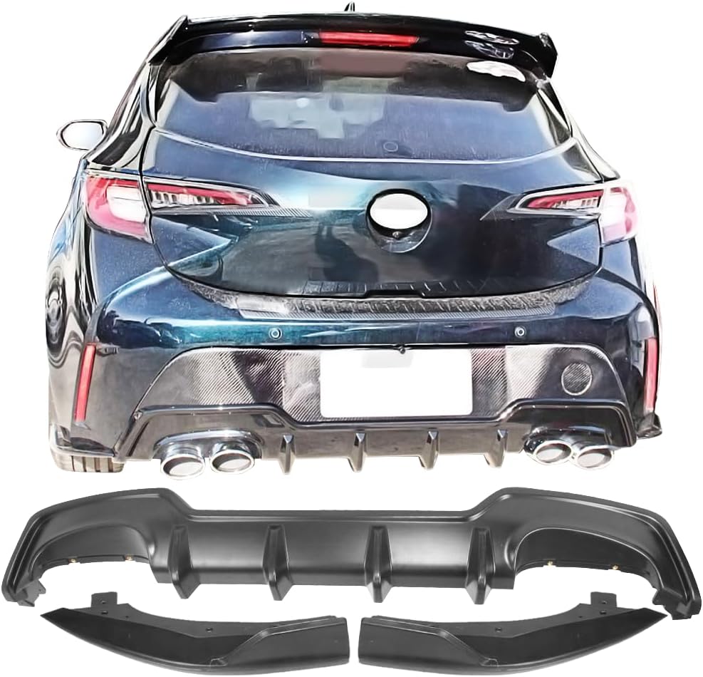 2019-2022 Toyota Corolla Hatchback 5Dr Rear Lip Spoiler - Unpainted T-Style Rear Diffuser & Bumper Splitter | Aerodynamic Upgrade for Sporty Look | Perfect for Street Racing & Car Enthusiasts
