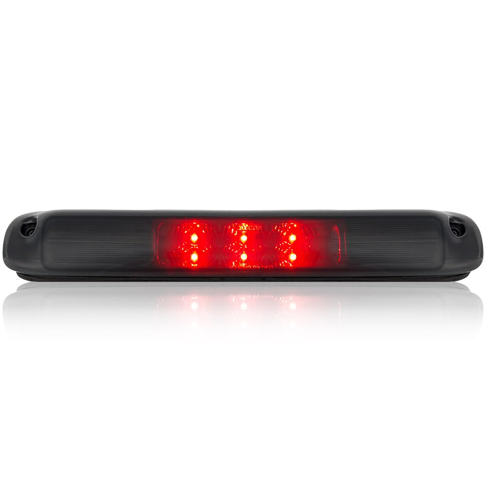 RECON Smoked 3rd Brake Light Kit with Red & White LED Lights - Compatible with 1999-2006 GMC Sierra & Chevy Silverado 1500/2500/3500 Models - Smoked Lens for Enhanced Style & Visibility - Perfect for Off-Roading, Truck Upgrades & Night Driving