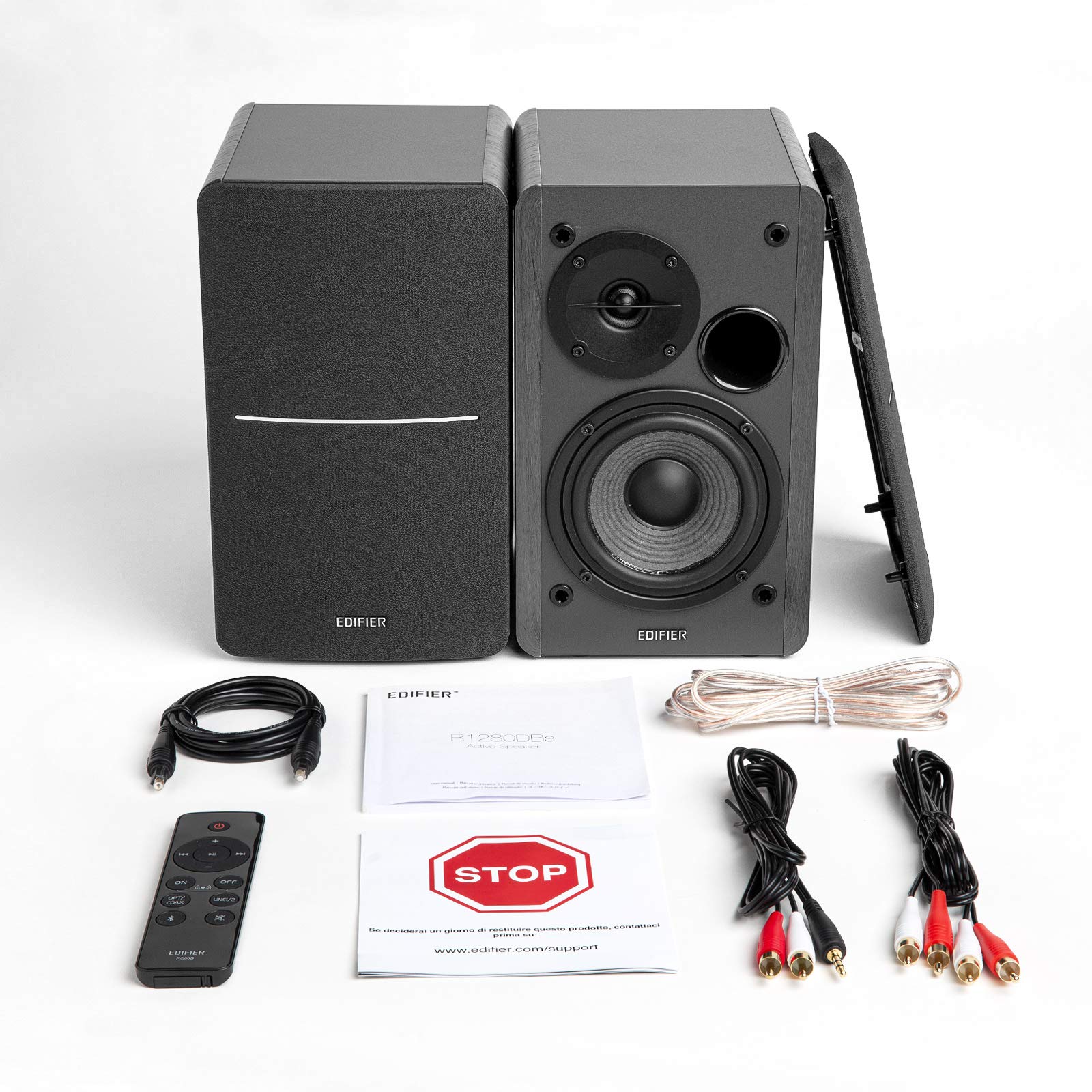 Edifier R1280DBs Active Bluetooth Bookshelf Speakers - 2.0 Wireless Studio Monitor with Optical Input & Subwoofer Line Out - 42W RMS Power - Black - Perfect for Home Theater, Gaming & Music Listening