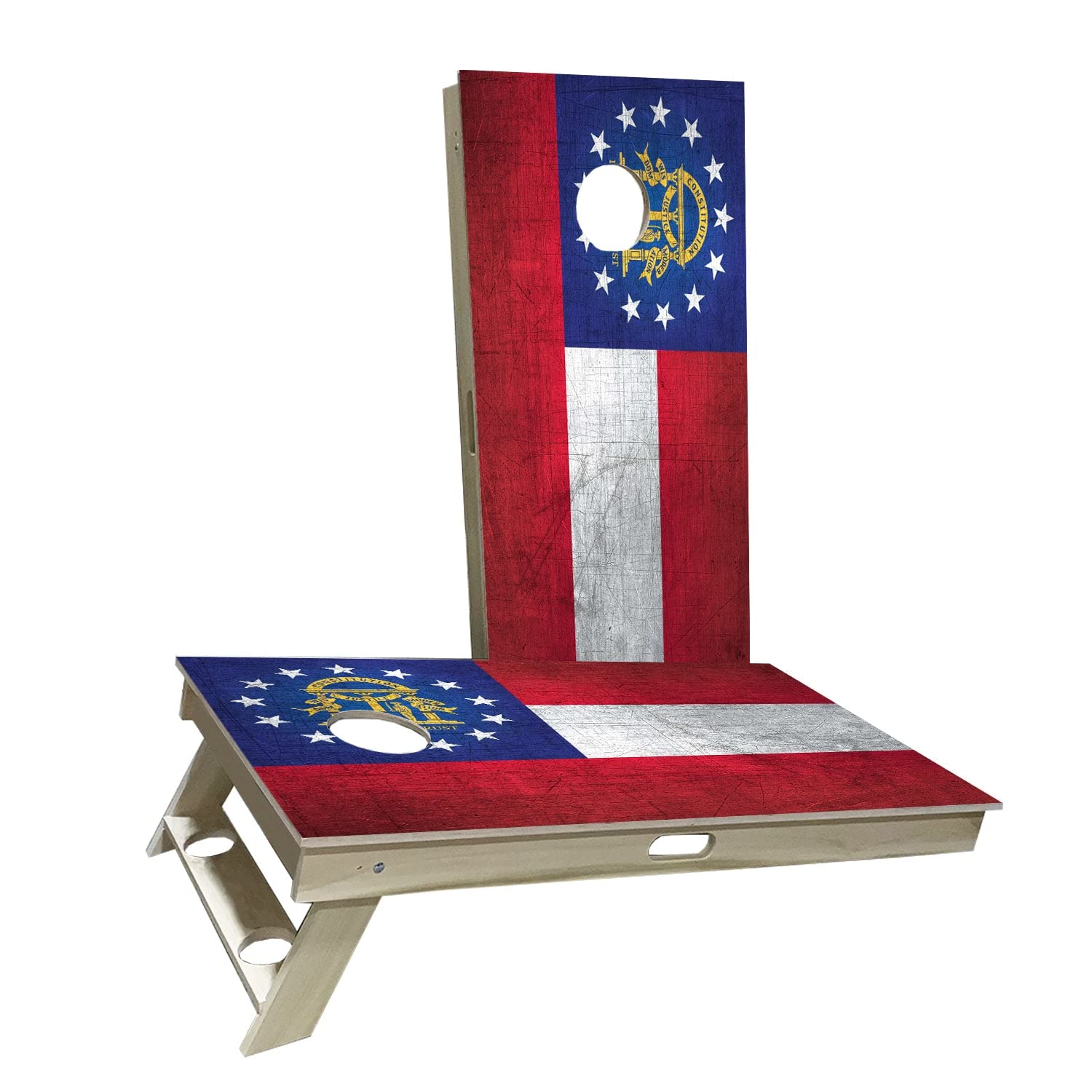 Georgia Flag Cornhole Board Set - 2 Boards & 8 Bags - Custom Size & Accessories - Perfect for Tailgating, Backyard BBQs & Game Nights