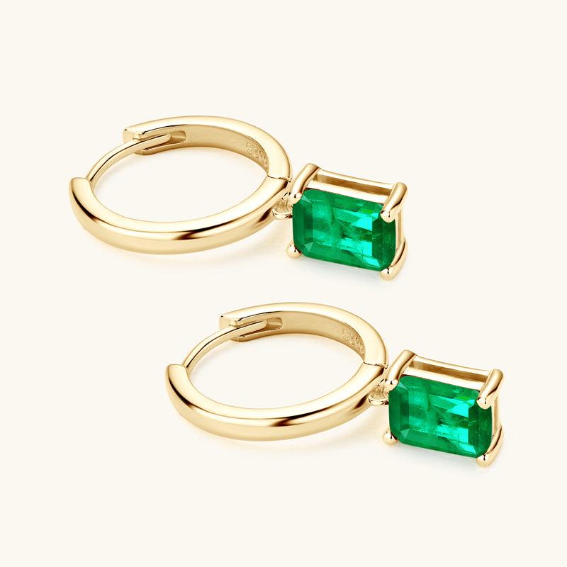 Vintage Square Emerald Drop Earrings for Women - 925 Sterling Silver Dangle Earrings - Elegant Jewelry Gift for Brides, Party & Special Occasions