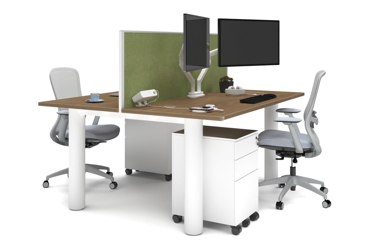 Quadro Cylinder Leg 2 Person Office Workstation Desk - 1600L x 700W - Modern Shared Workspace Solution for Collaborative Teams & Coworking Spaces