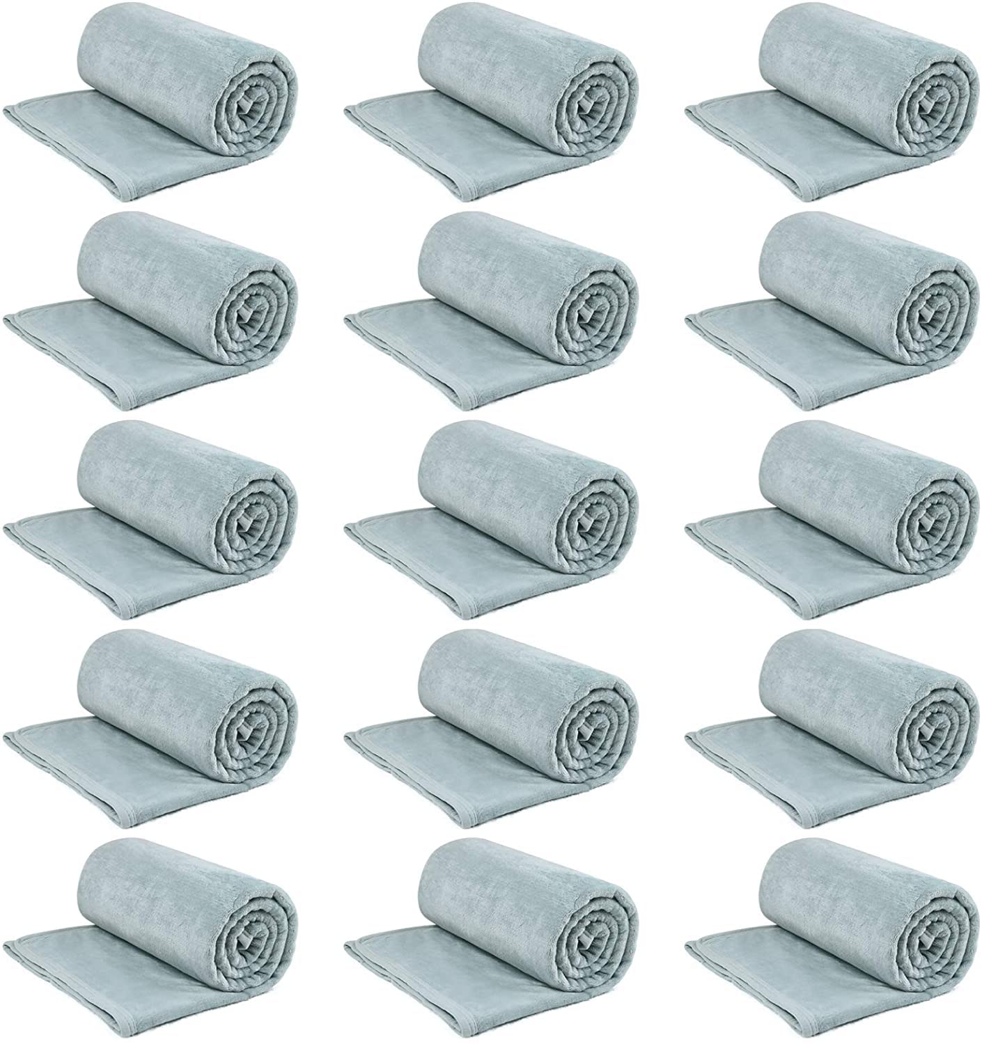 EIUE 15 Pack Bulk Fleece Throw Blankets - Ultra Soft Cozy Blankets for Home Decor, Wedding Favors, Charity Donations | Perfect for Sofa, Bed, Gift Giving & Winter Warmth